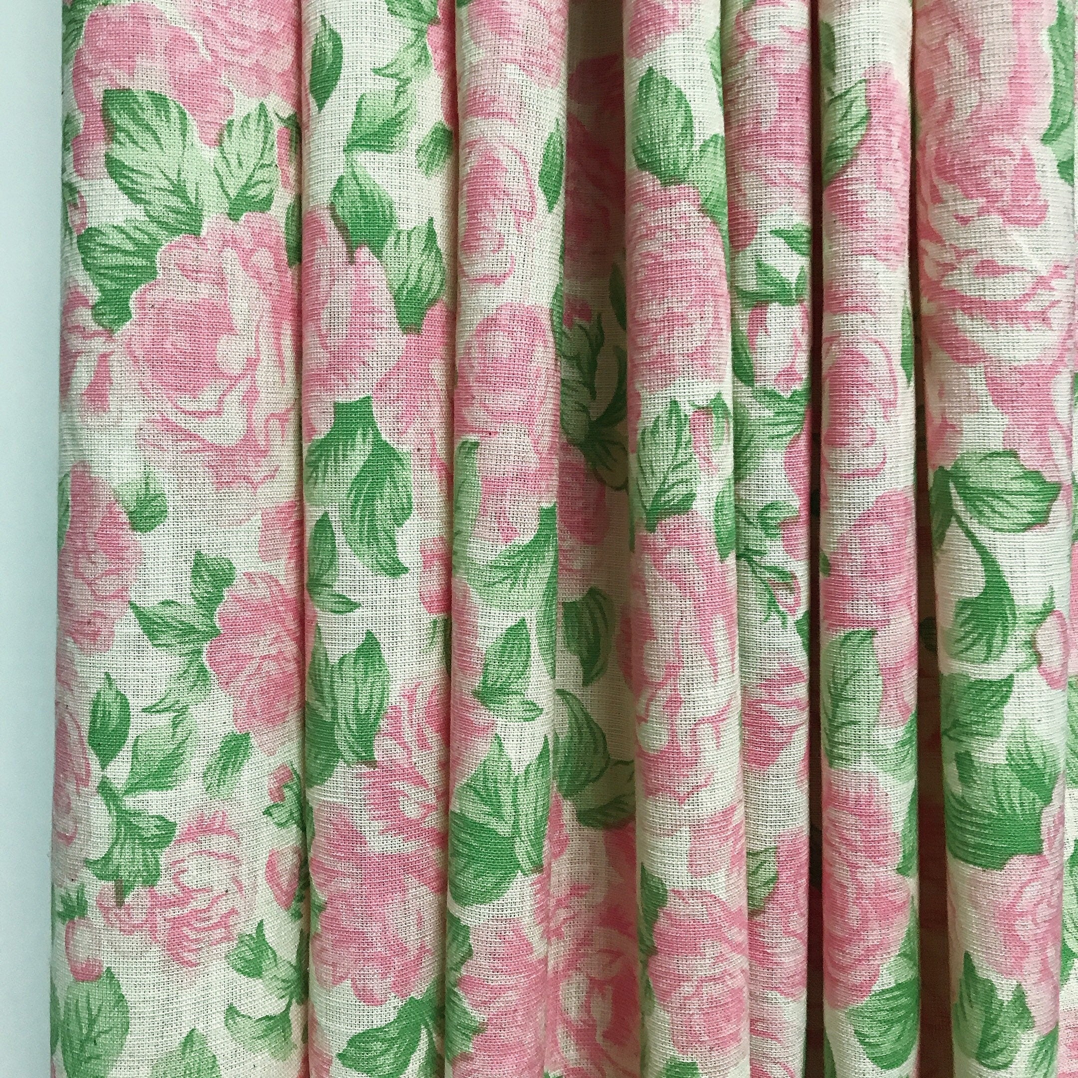 Pink Roses Curtain on Natural Beige