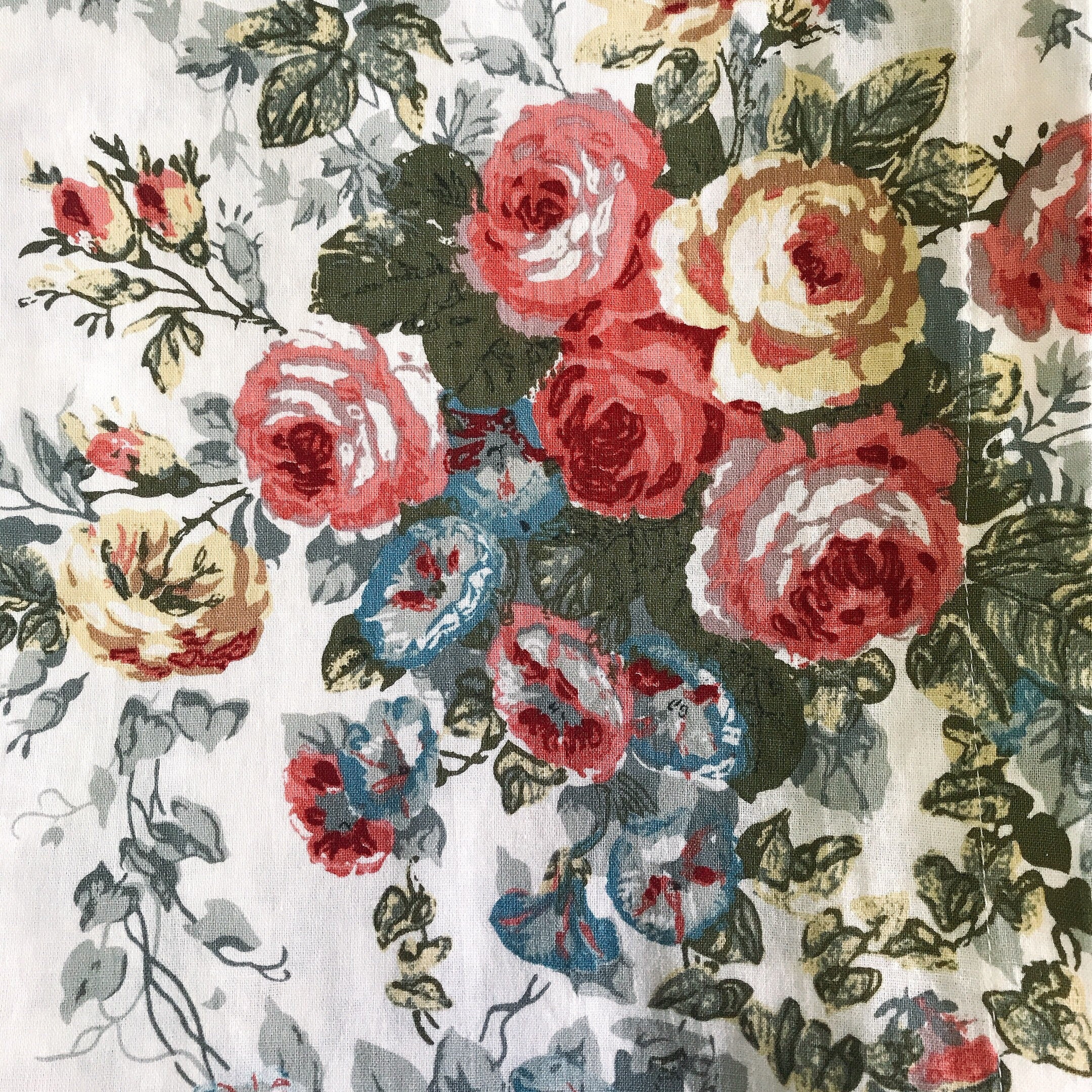 Rose Floral Curtain on Ivory