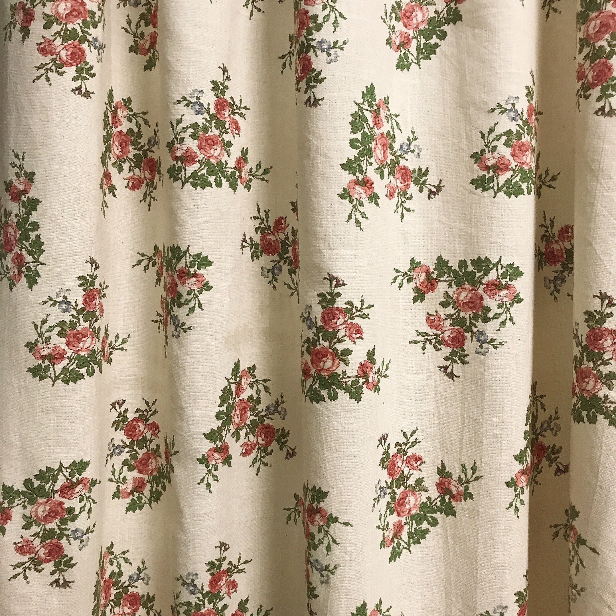 Dusty Rose Floral Curtain on Natural Beige