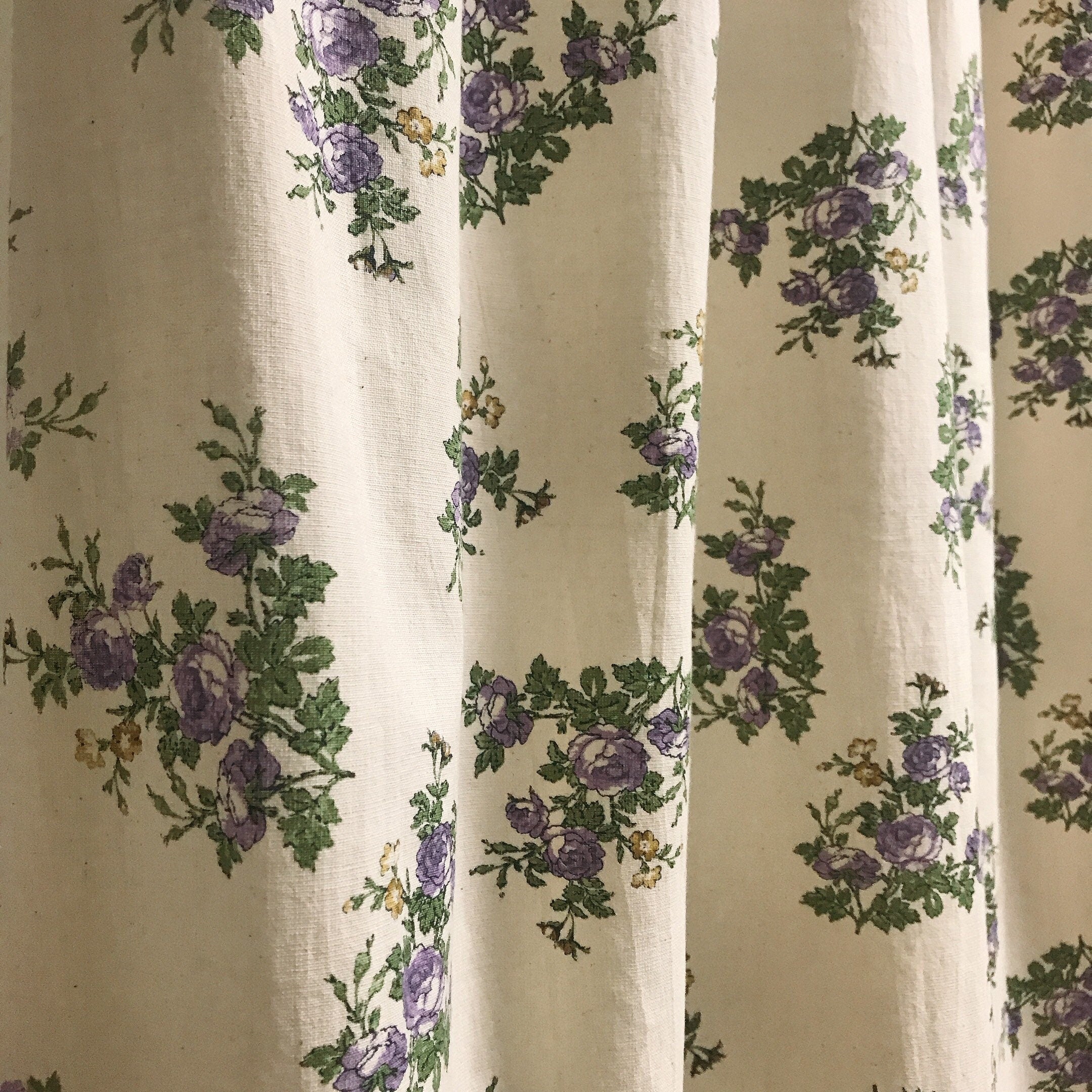 Purple Roses Curtain on Natural Beige