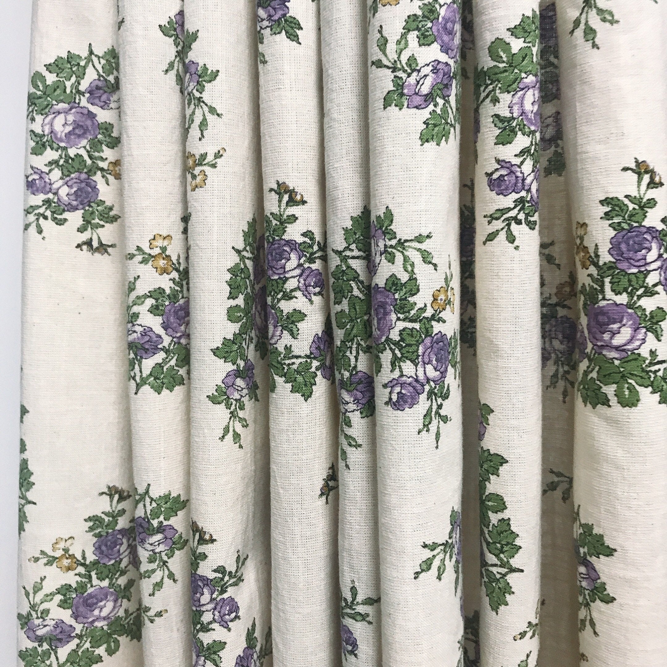 Purple Roses Curtain on Natural Beige