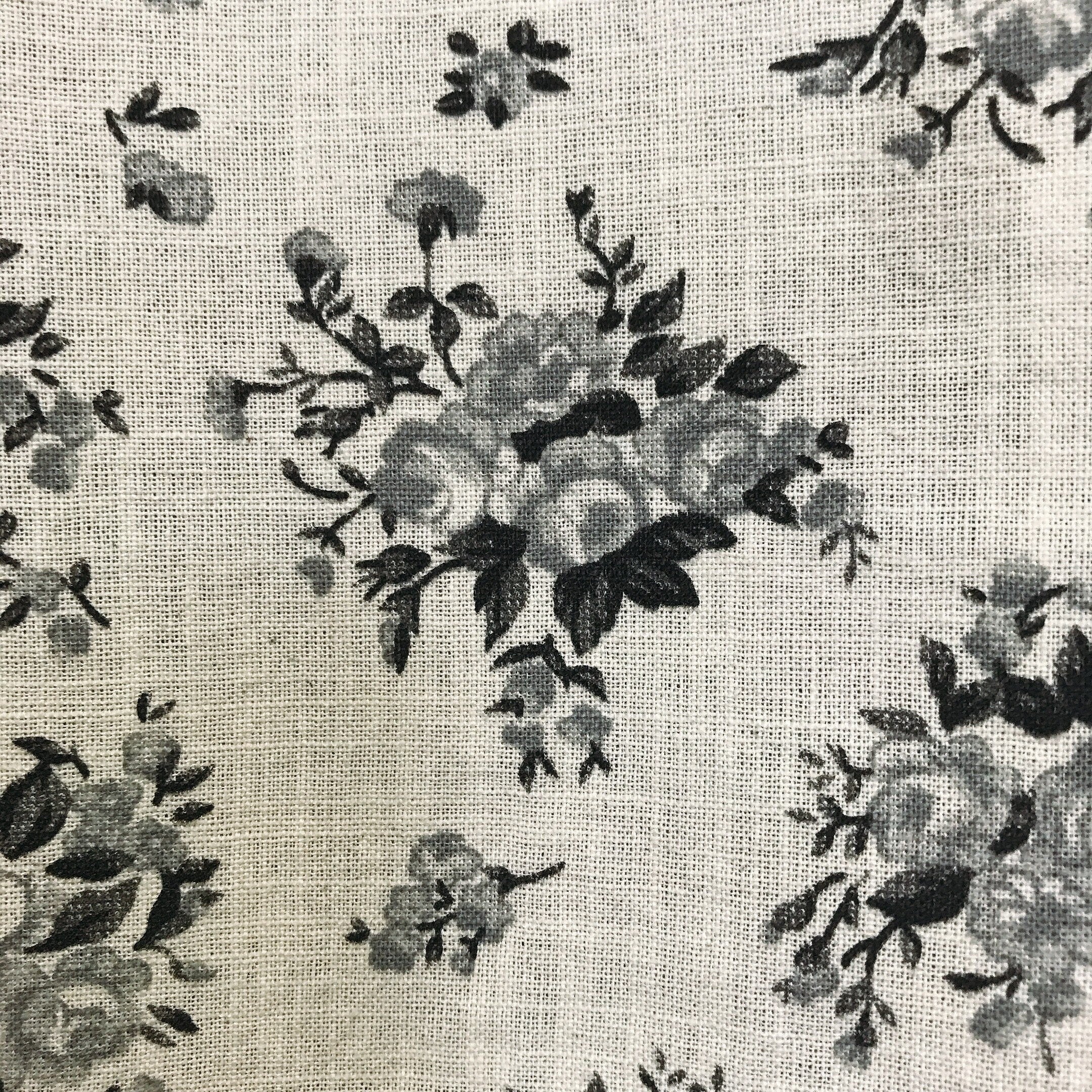 Charcoal Rose Curtain on Natural Beige