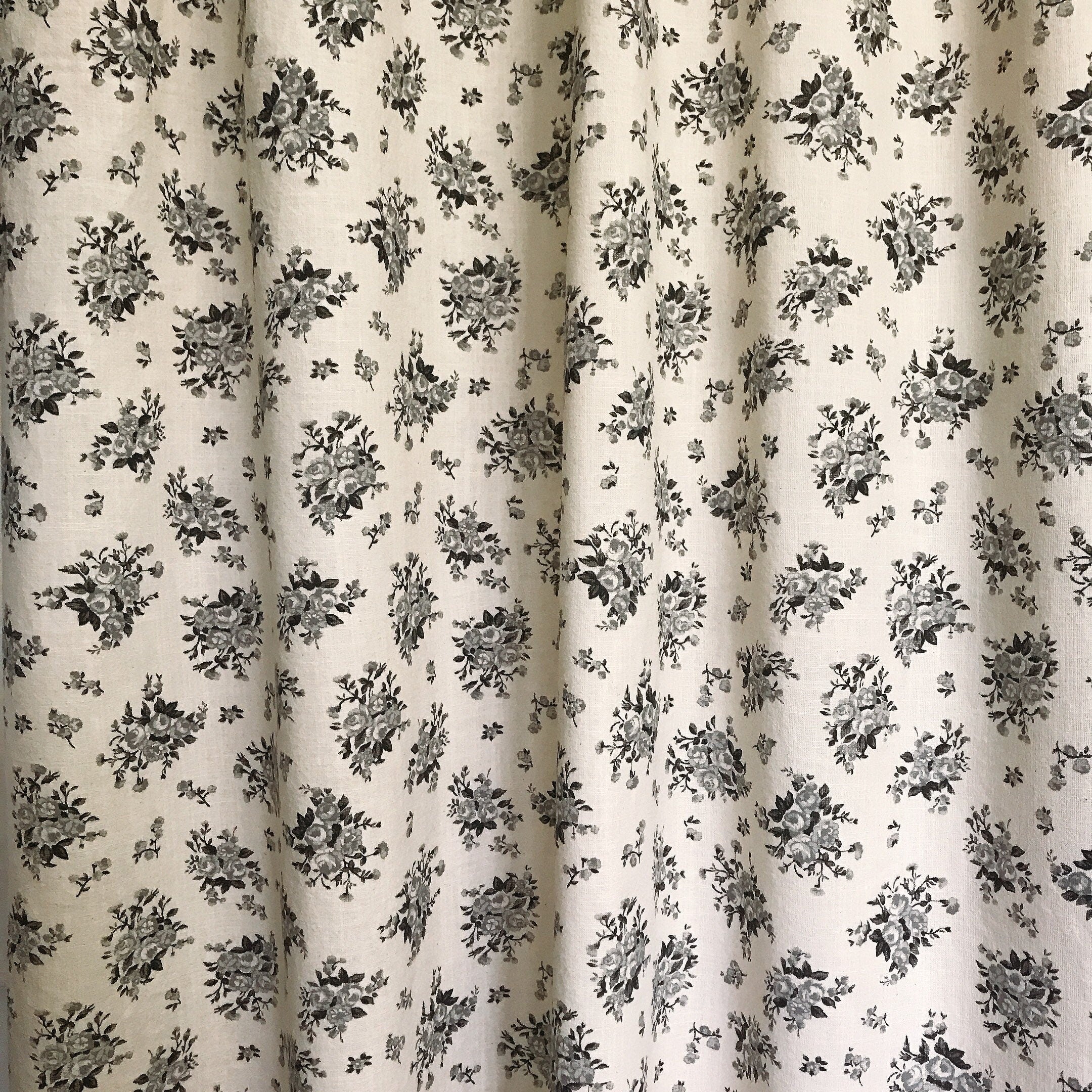 Charcoal Rose Curtain on Natural Beige