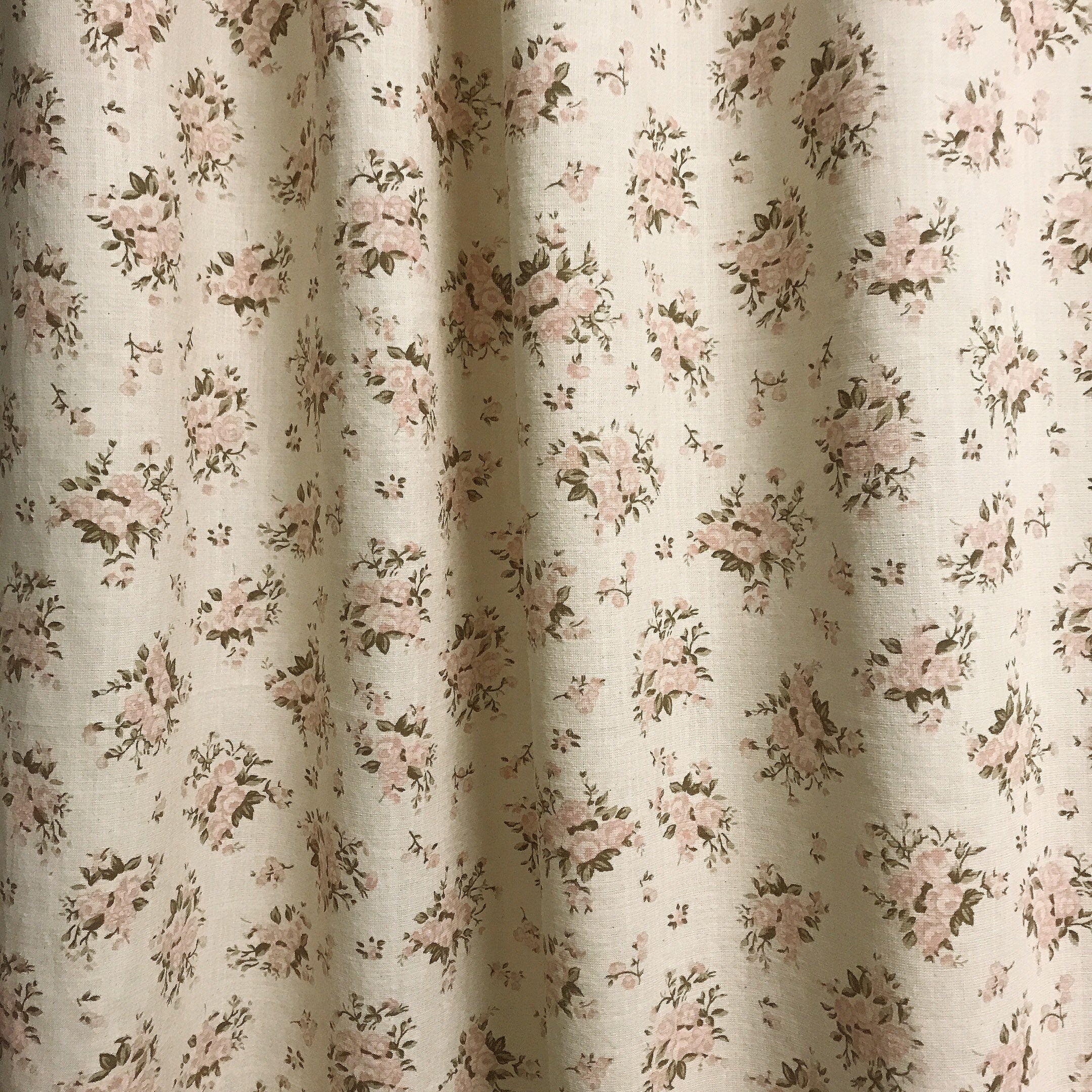 Small Pink Roses Curtain on Natural Beige