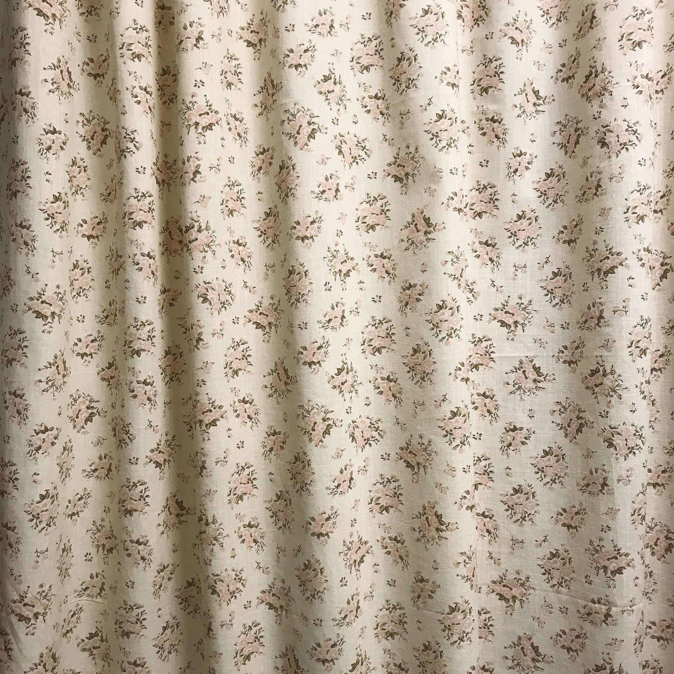 Small Pink Roses Curtain on Natural Beige