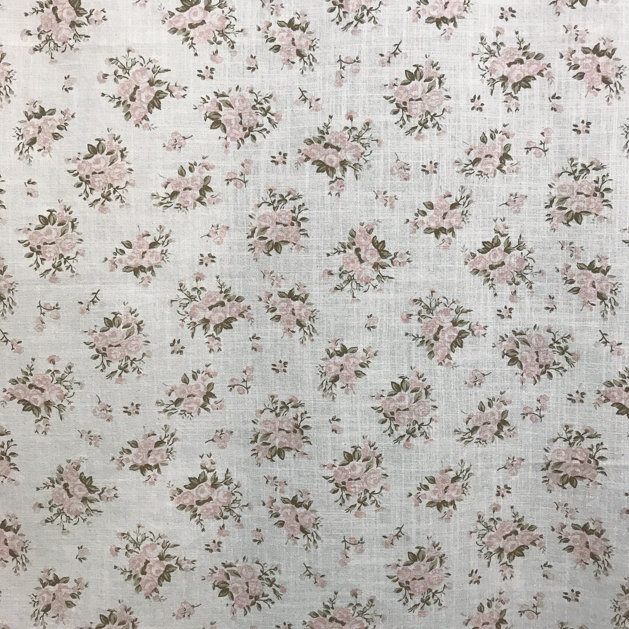 Small Pink Roses Curtain on Natural Beige