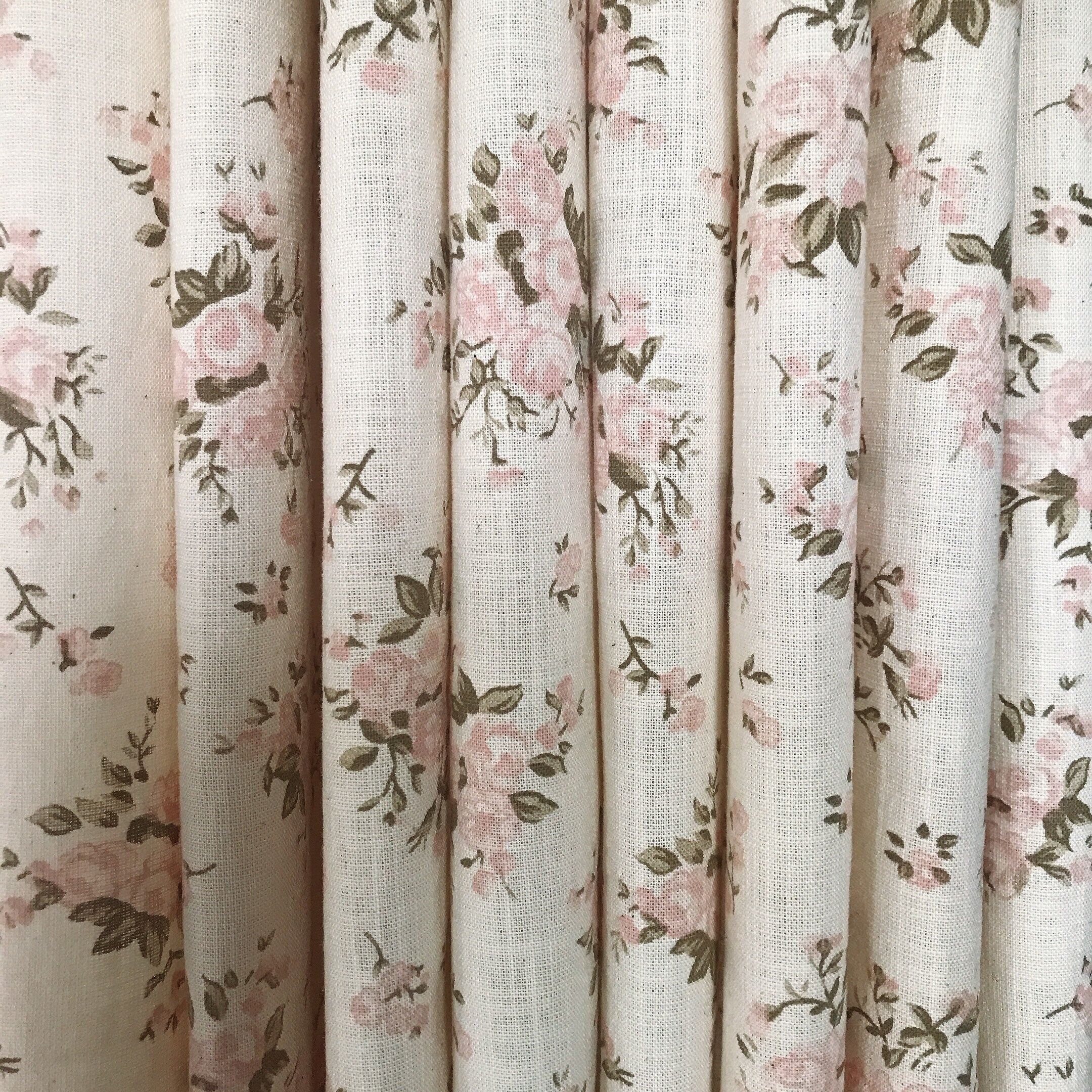 Small Pink Roses Curtain on Natural Beige
