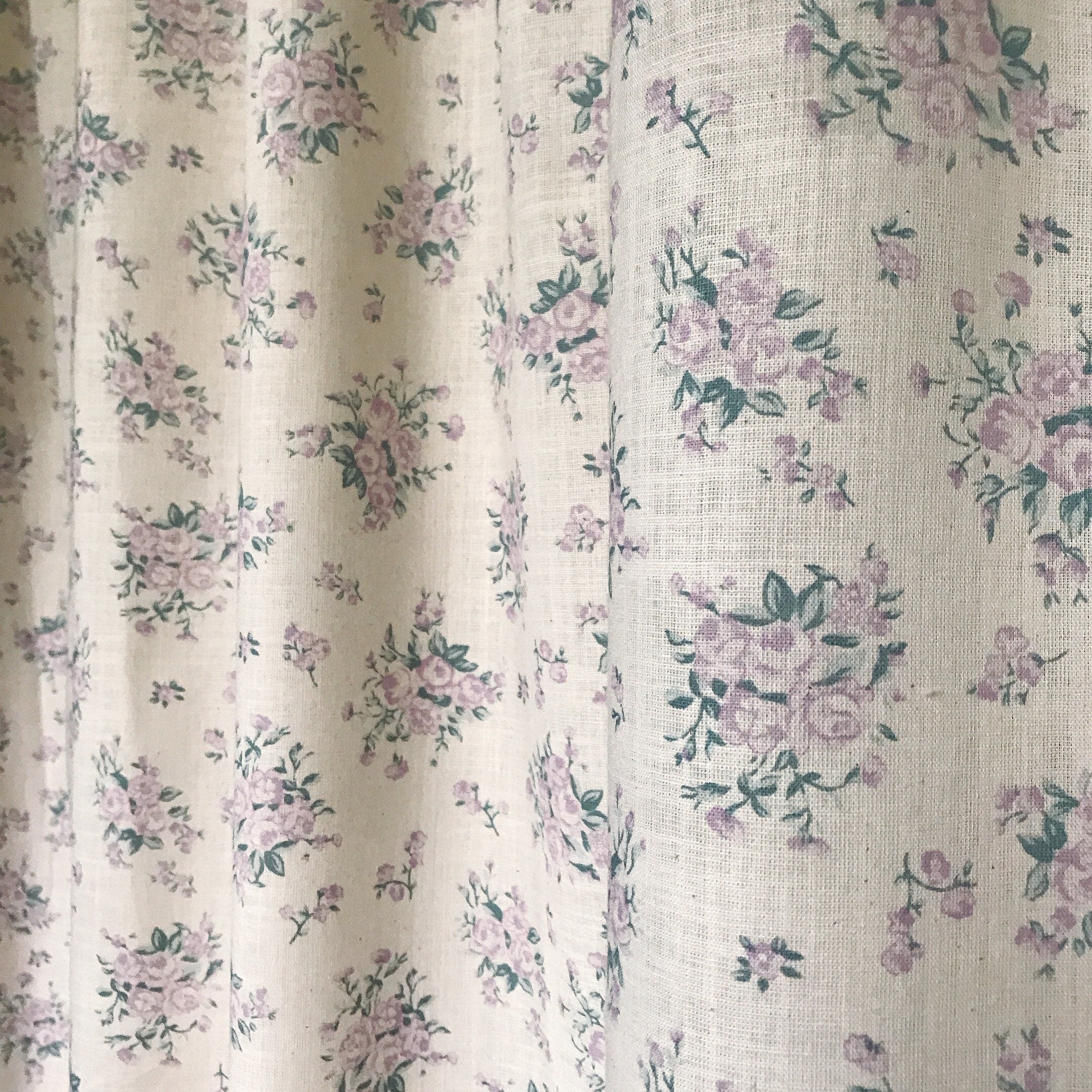 Pale Lilac Roses Curtain on Natural Beige