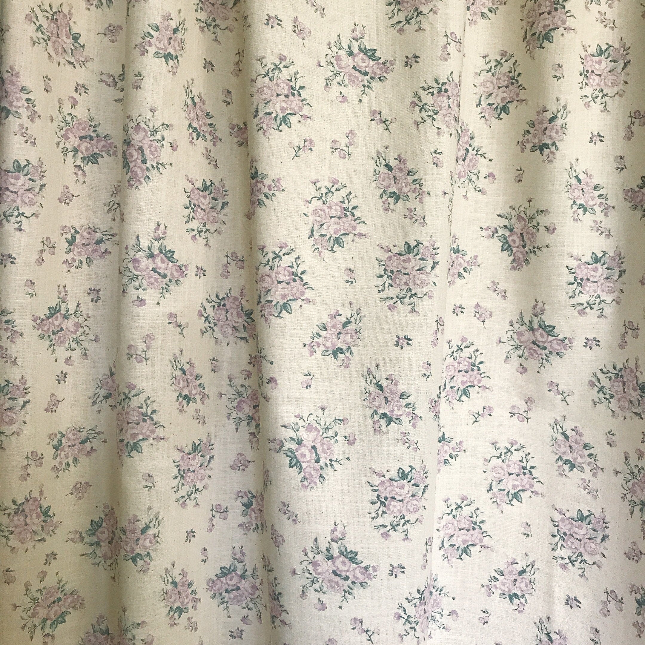 Pale Lilac Roses Curtain on Natural Beige