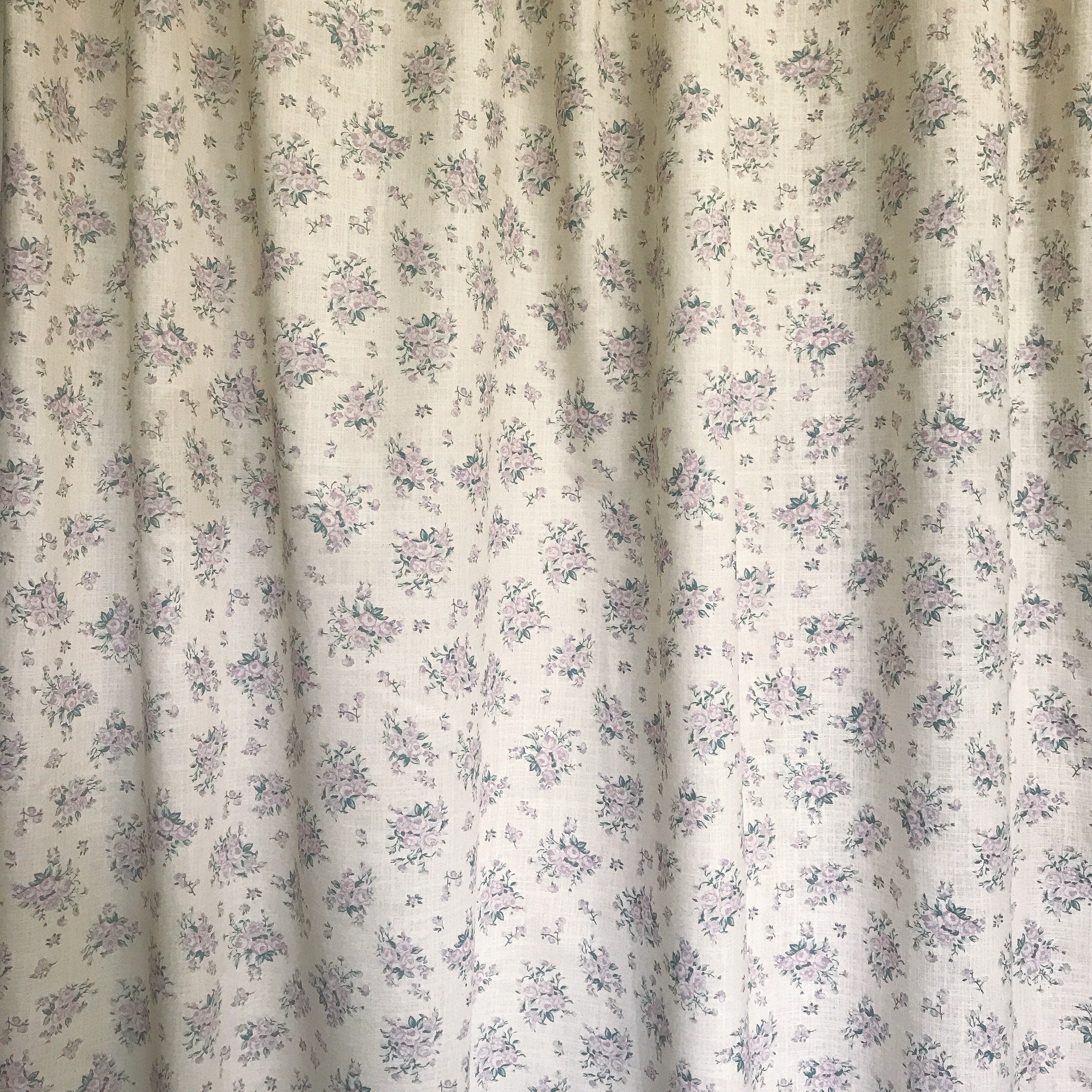 Pale Lilac Roses Curtain on Natural Beige