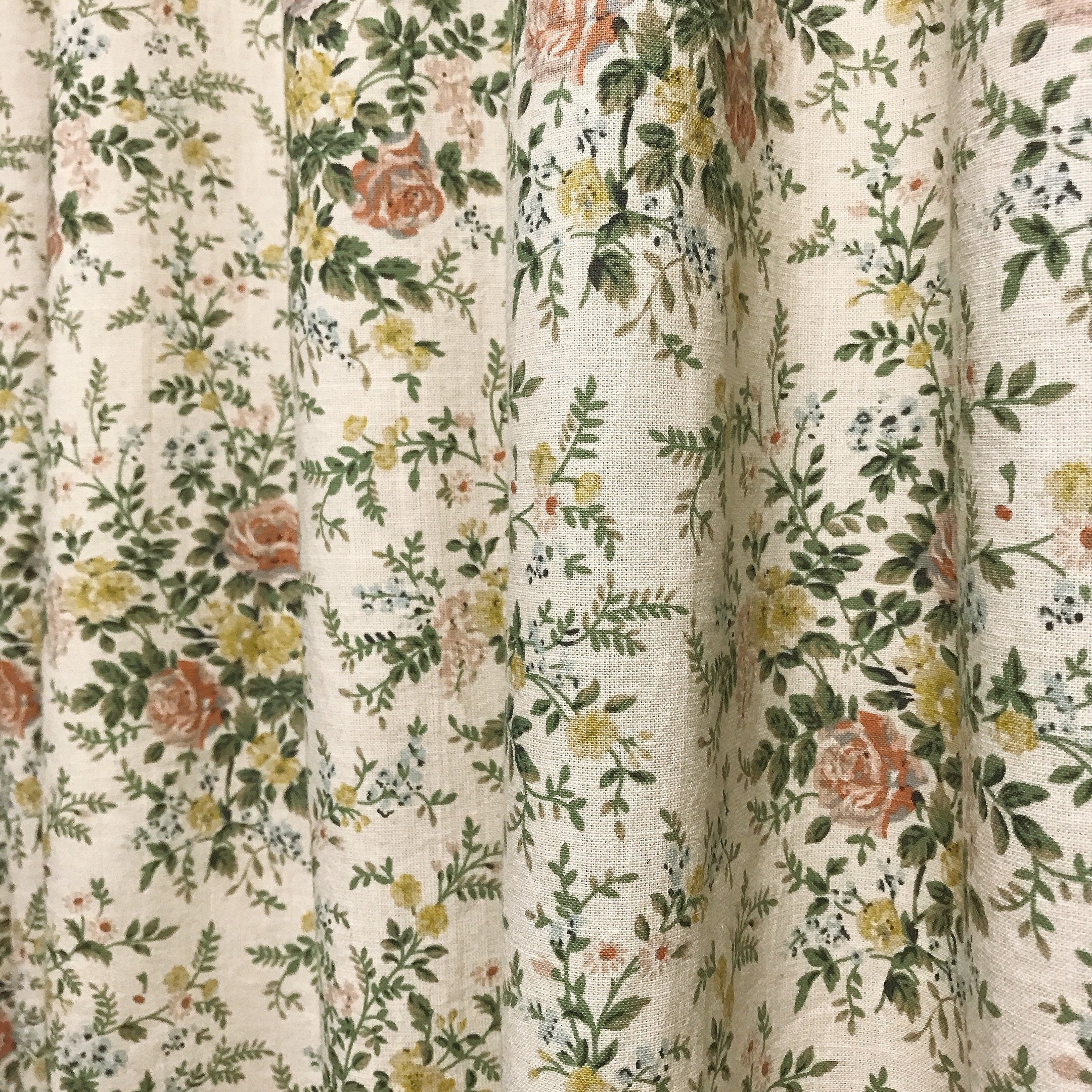 Toned Down Pink Floral Curtain on Natural Beige