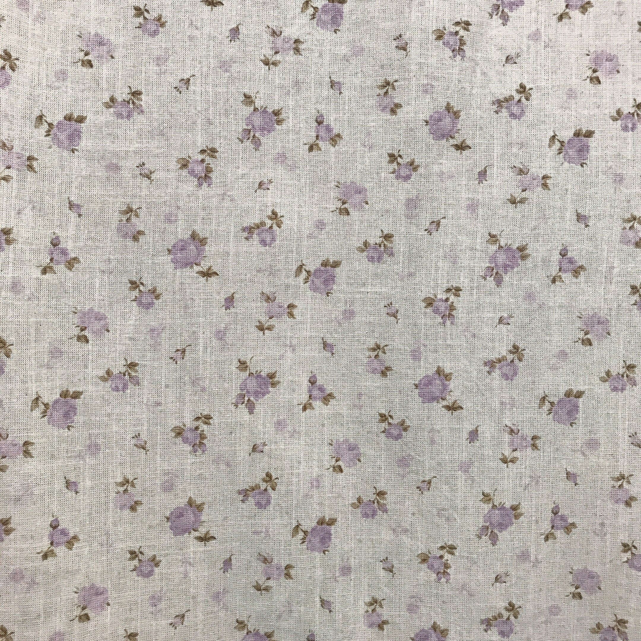 Soft Pale Lavender Floral Curtain on Natural Beige