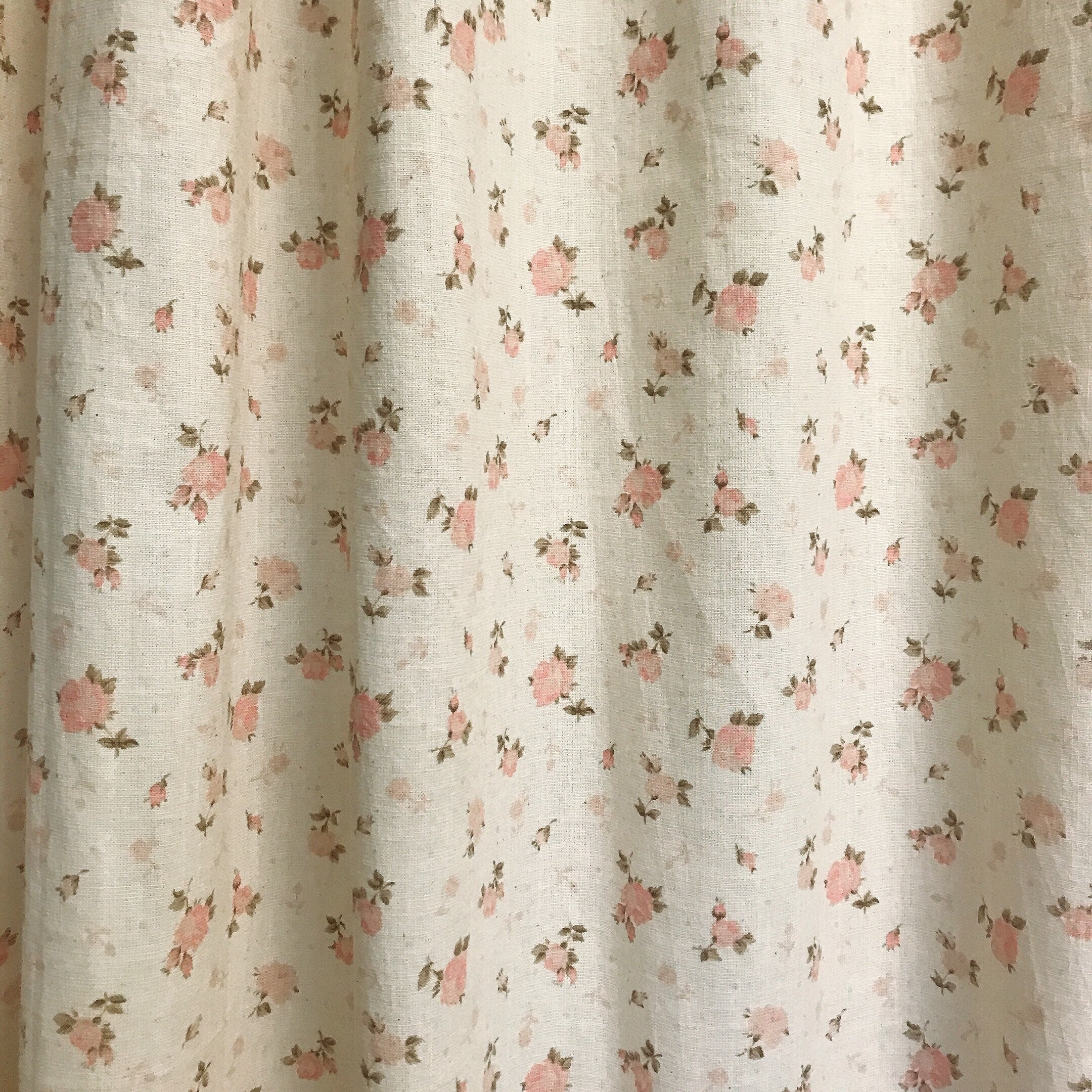 Pink Floral Curtain on Natural Beige