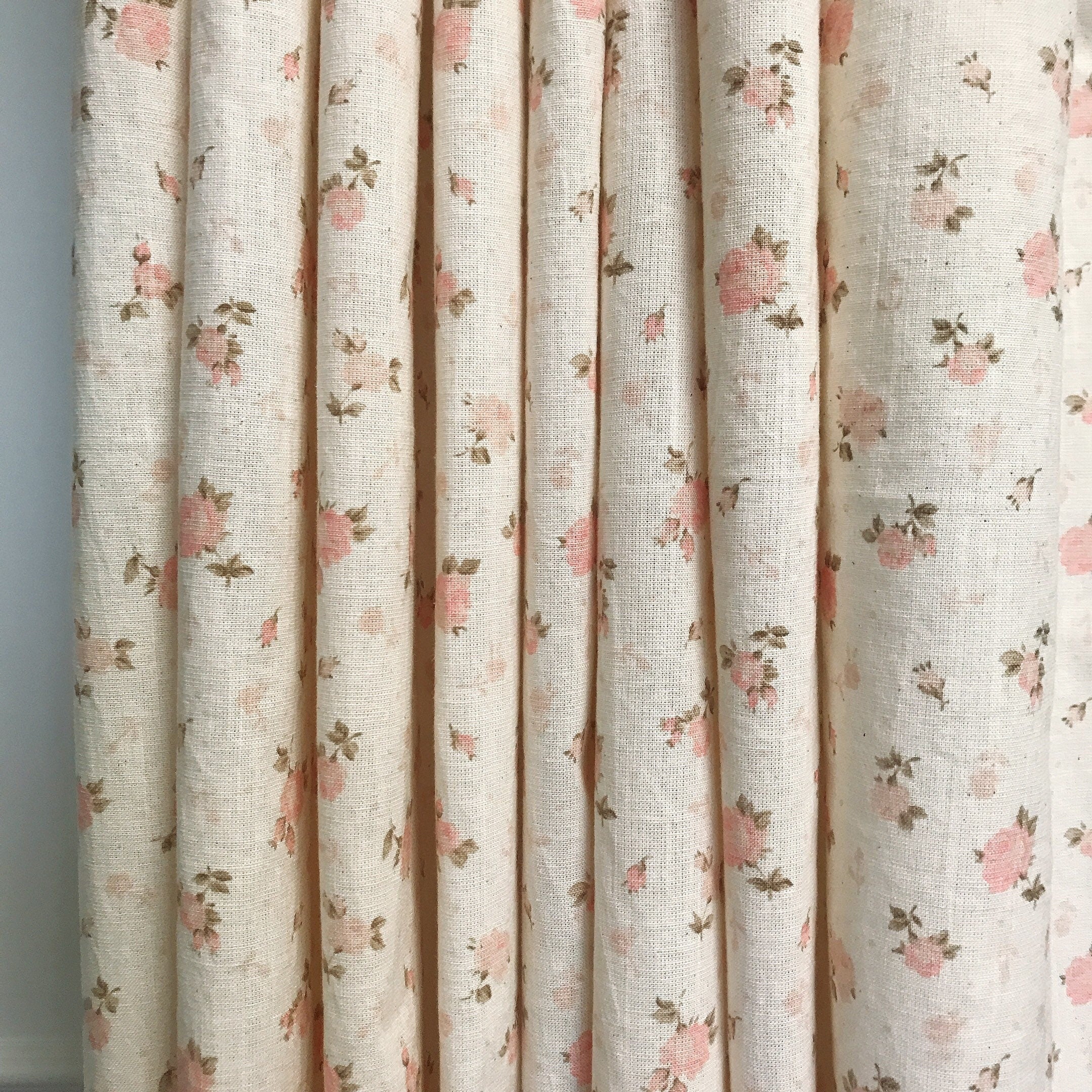 Pink Floral Curtain on Natural Beige