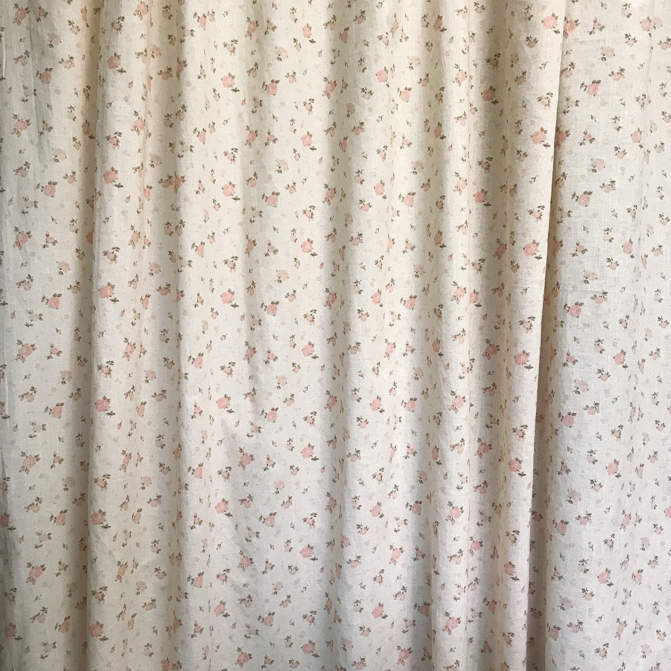 Pink Floral Curtain on Natural Beige