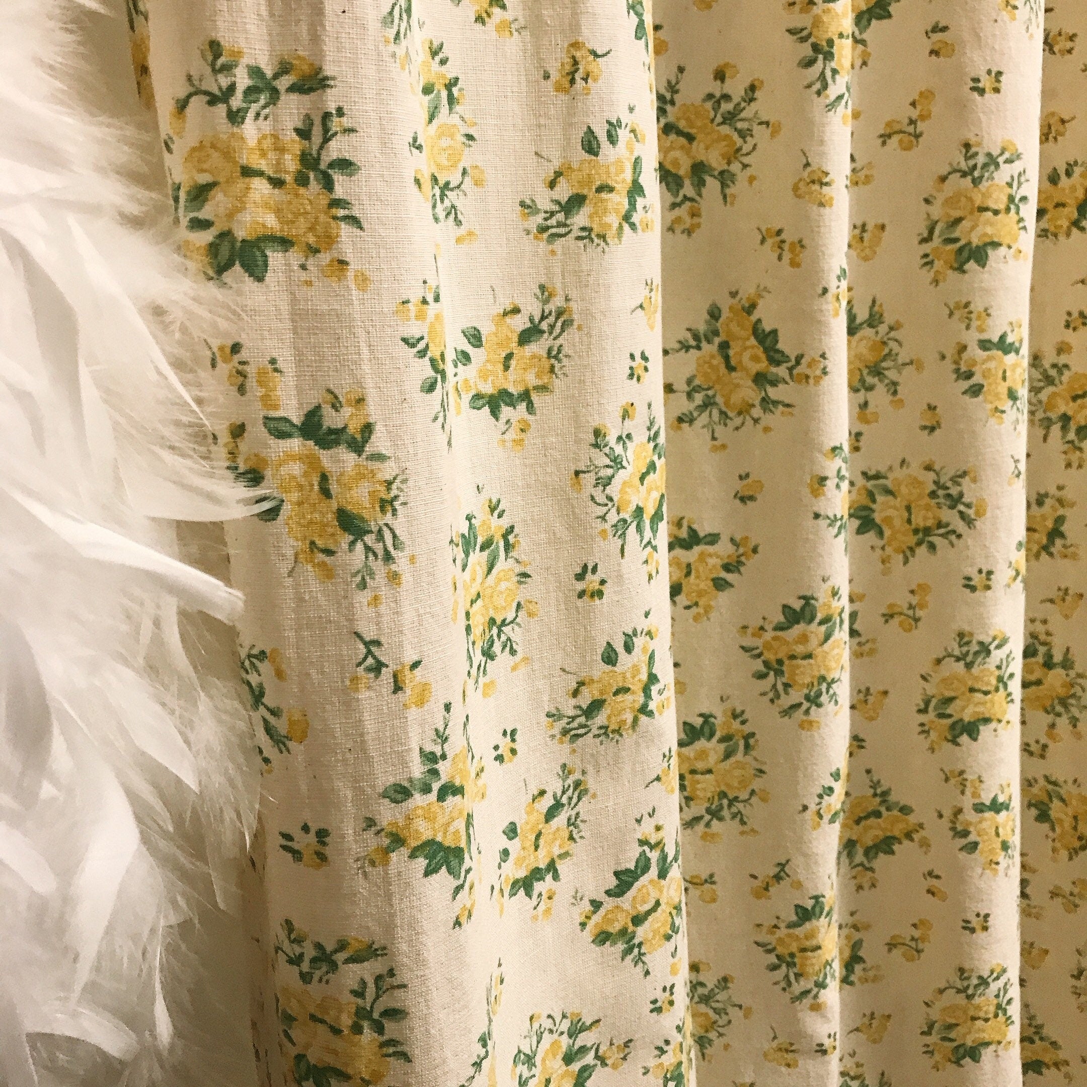 Yellow Roses Green Leaves on Natural Beige