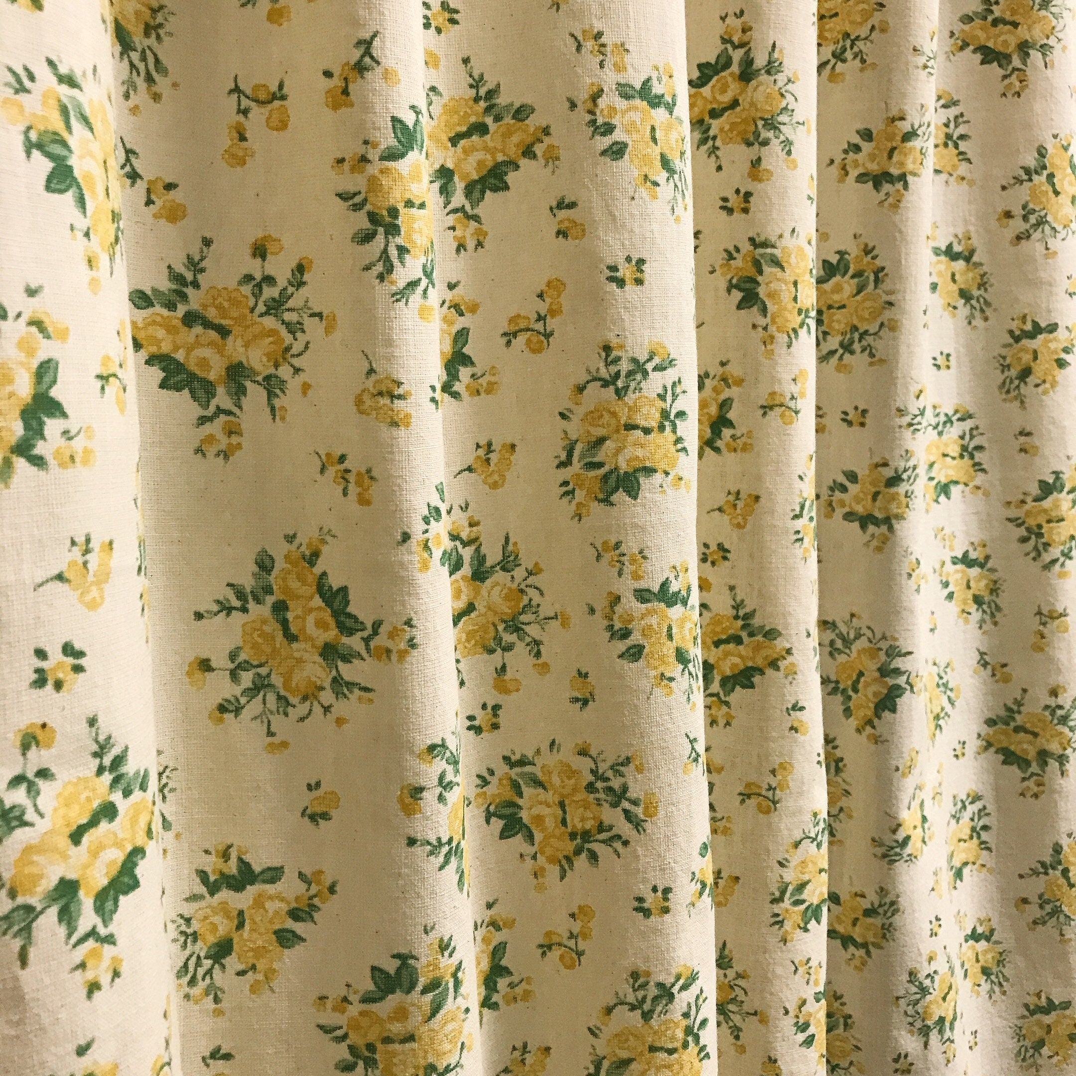 Yellow Roses Green Leaves on Natural Beige