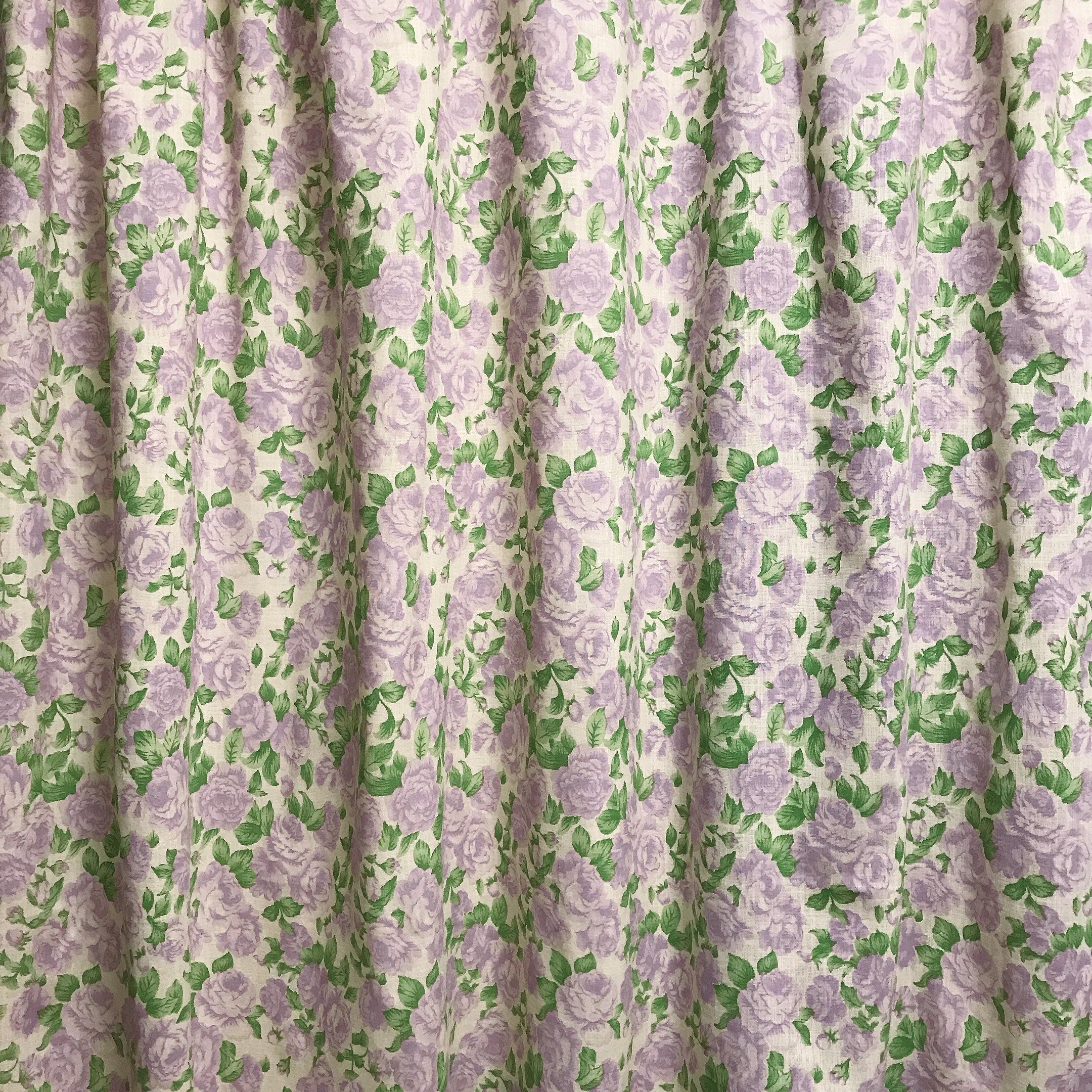 Lavender Rose Print Curtain on Natural Beige