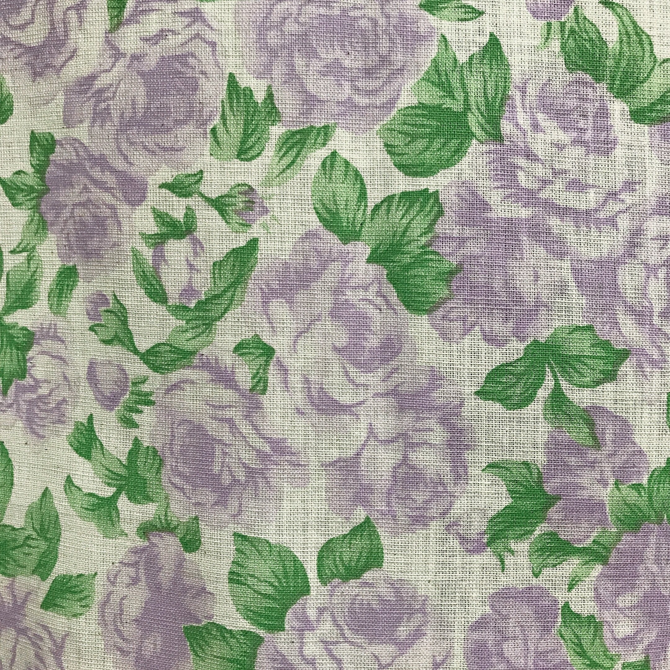 Lavender Rose Print Curtain on Natural Beige