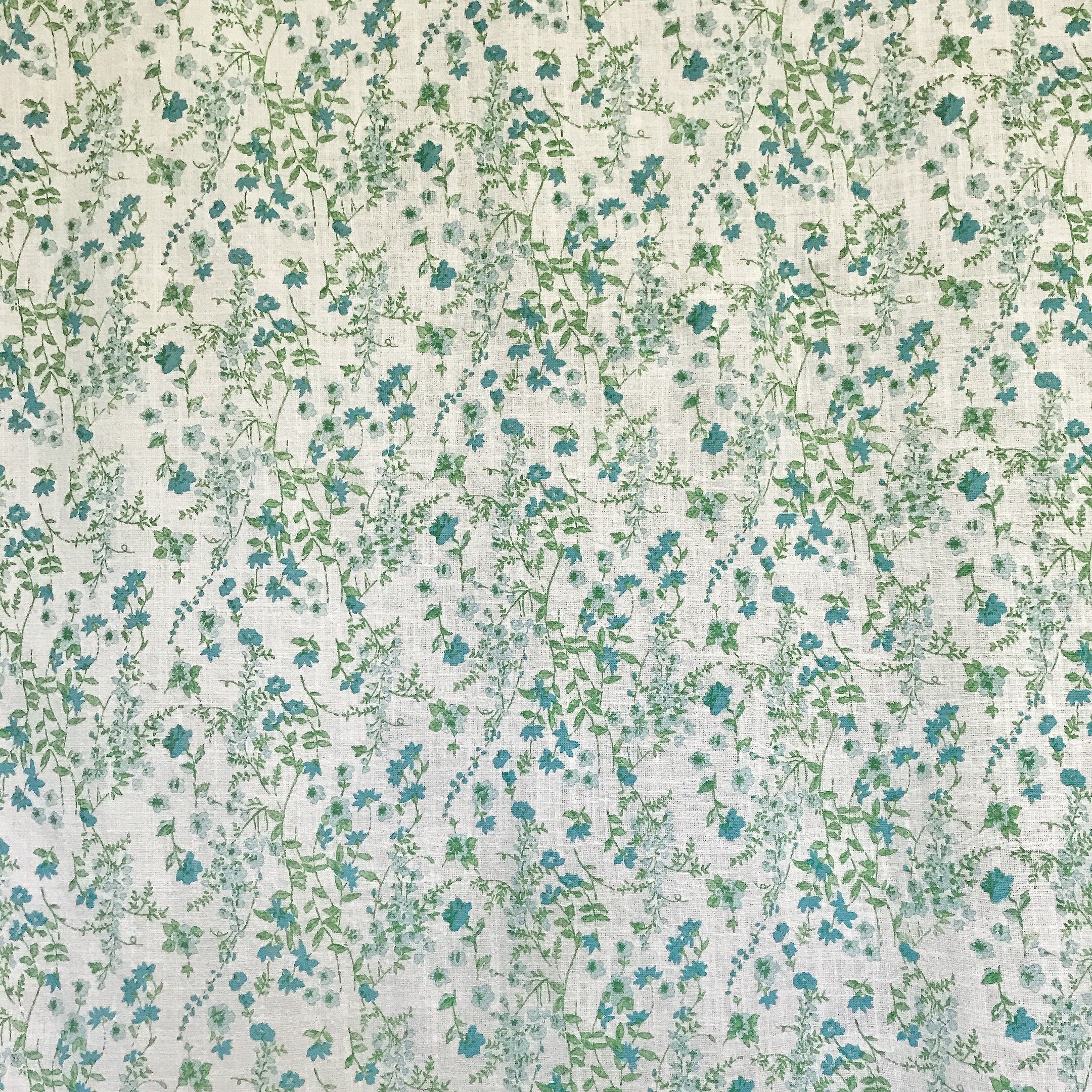 Turquoise Blue Floral Curtain on Natural Beige