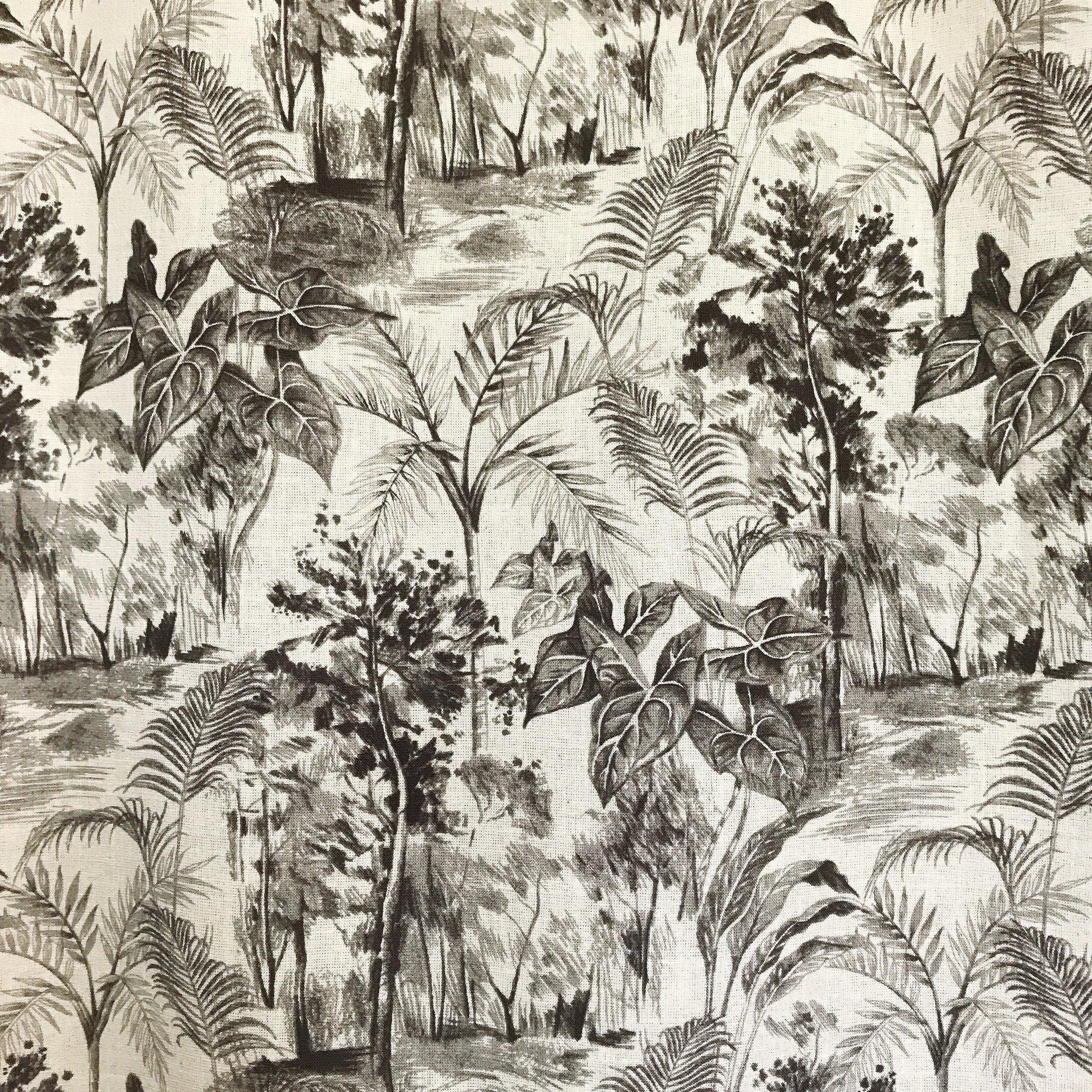 Charcoal Brown Forest Curtain on Natural Beige