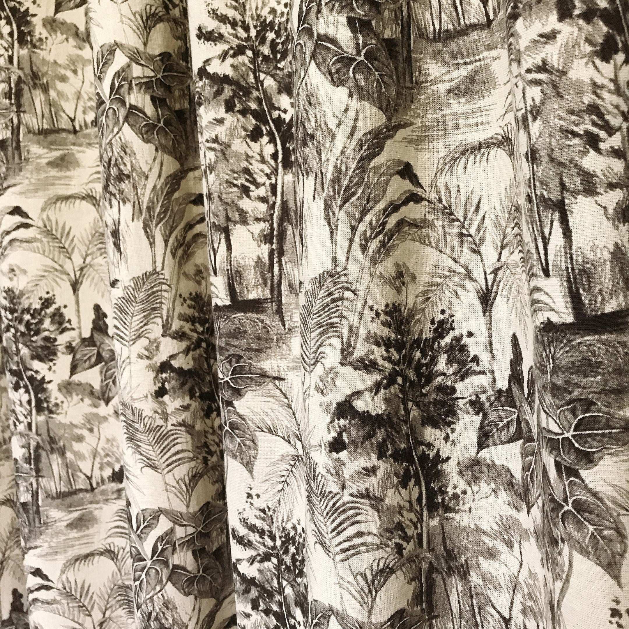 Charcoal Brown Forest Curtain on Natural Beige