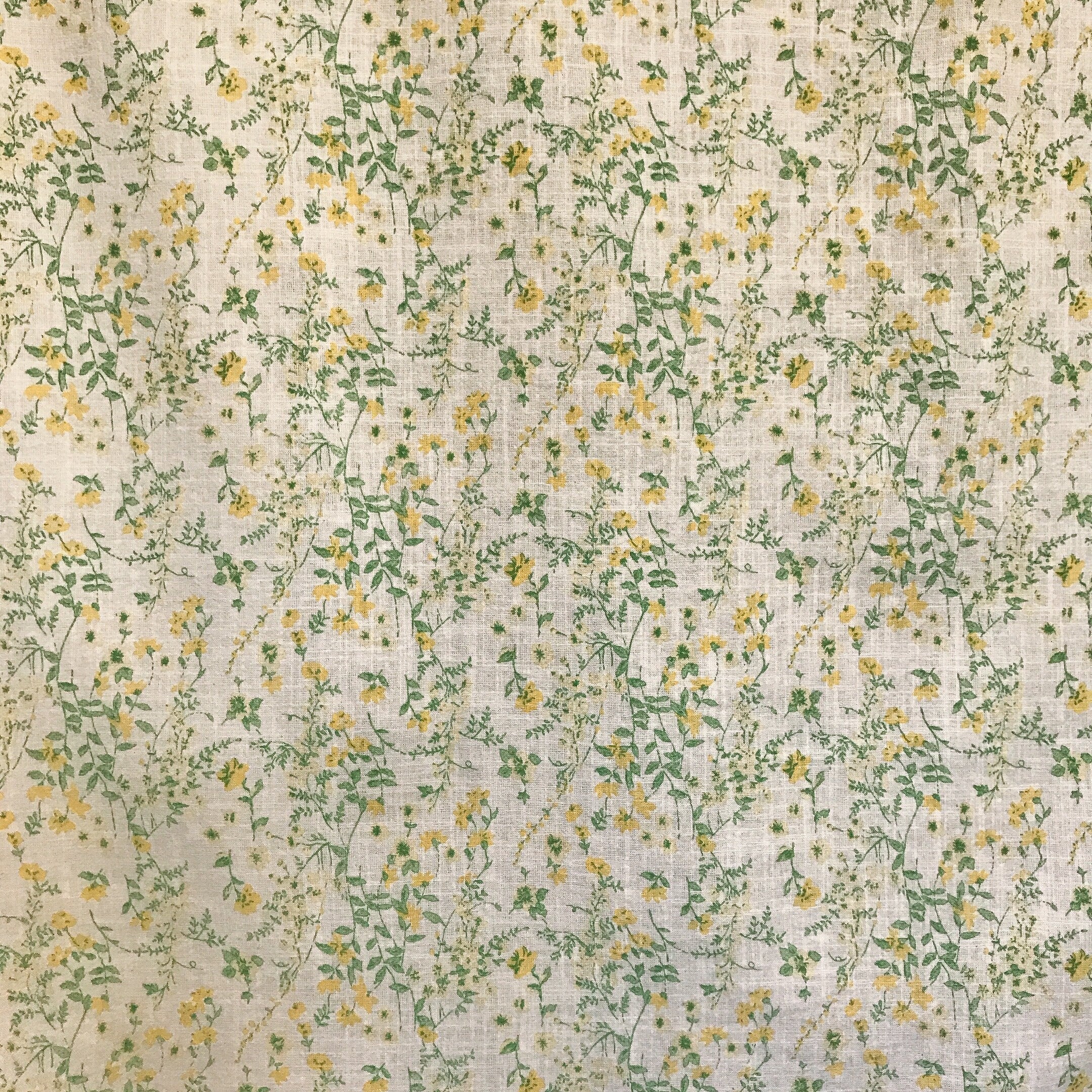 Yellow and Green Floral Curtain on Natural Beige