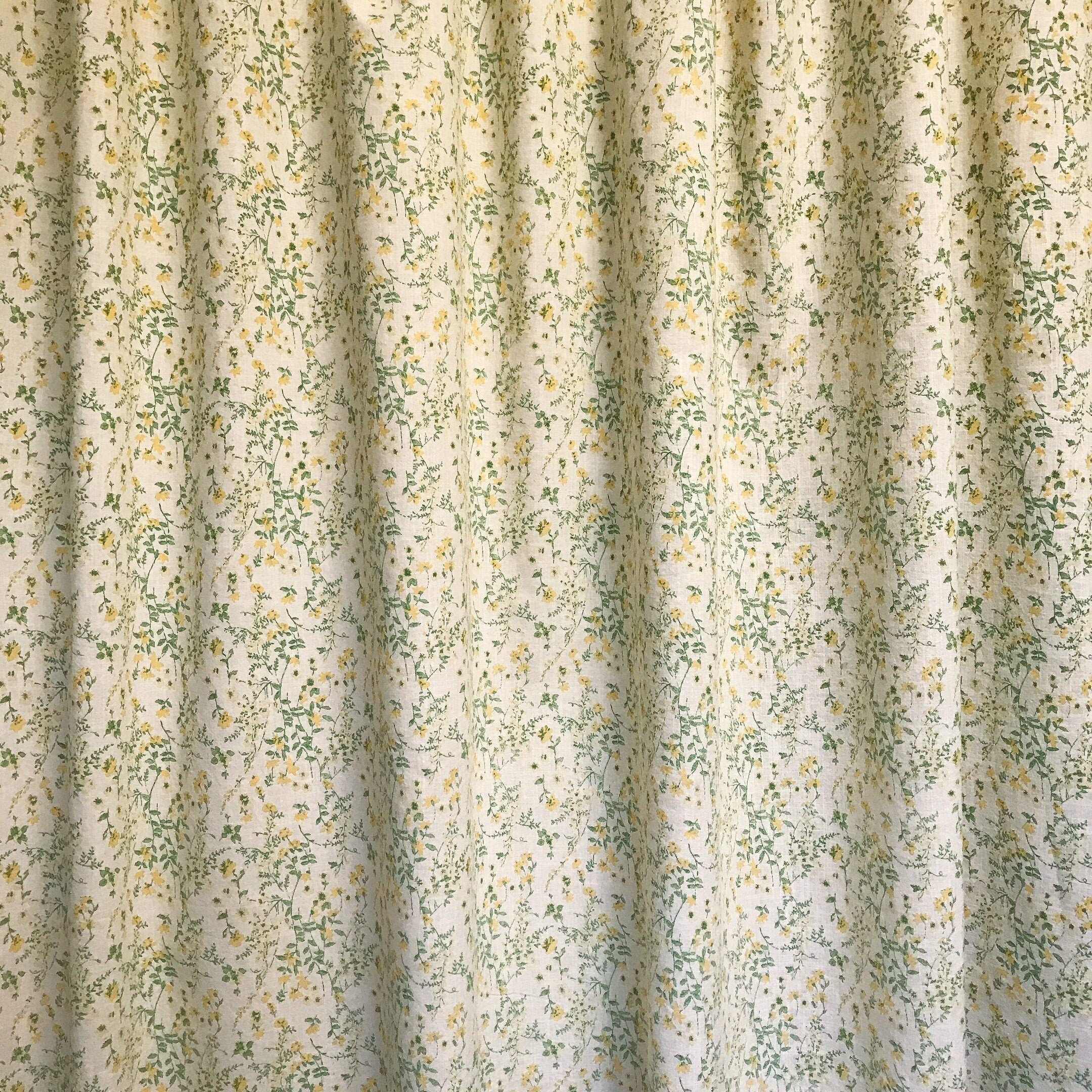 Yellow and Green Floral Curtain on Natural Beige