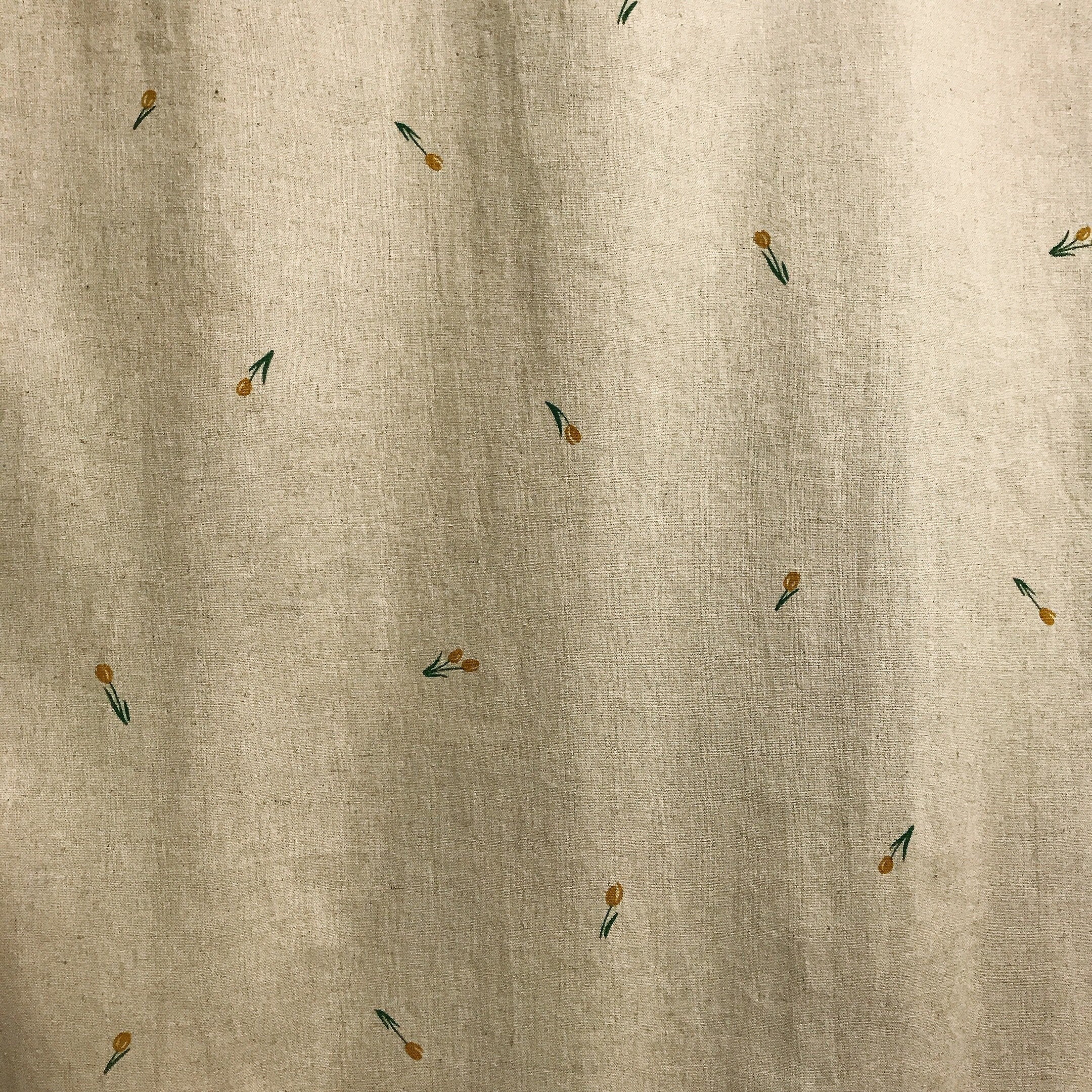 Mustard Mini Tulips Curtain on Natural Beige