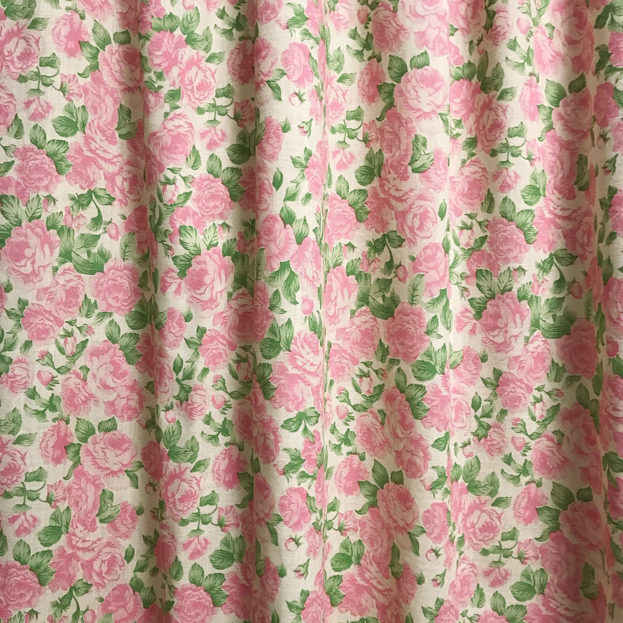 Pink Roses Curtain on Natural Beige