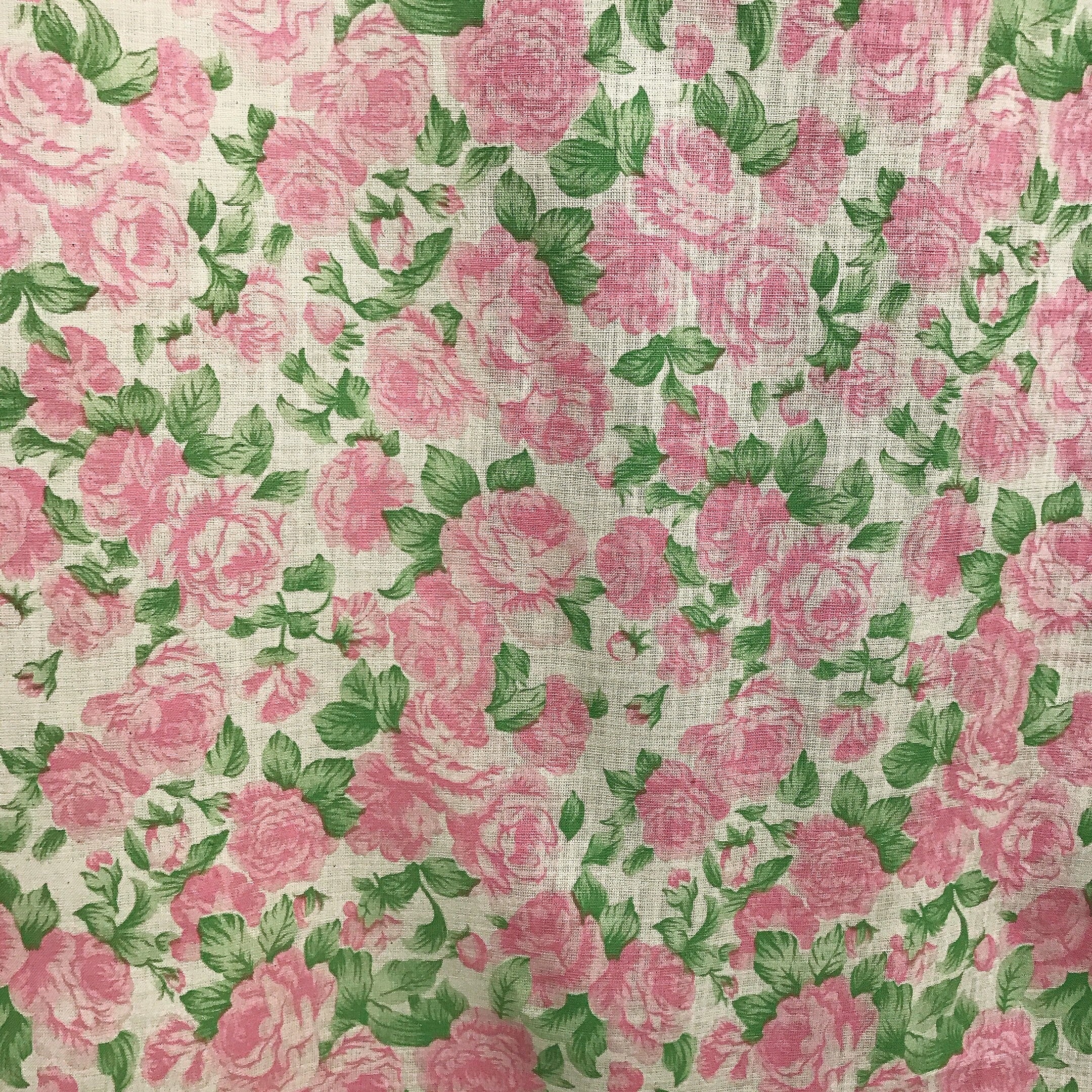 Pink Roses Curtain on Natural Beige