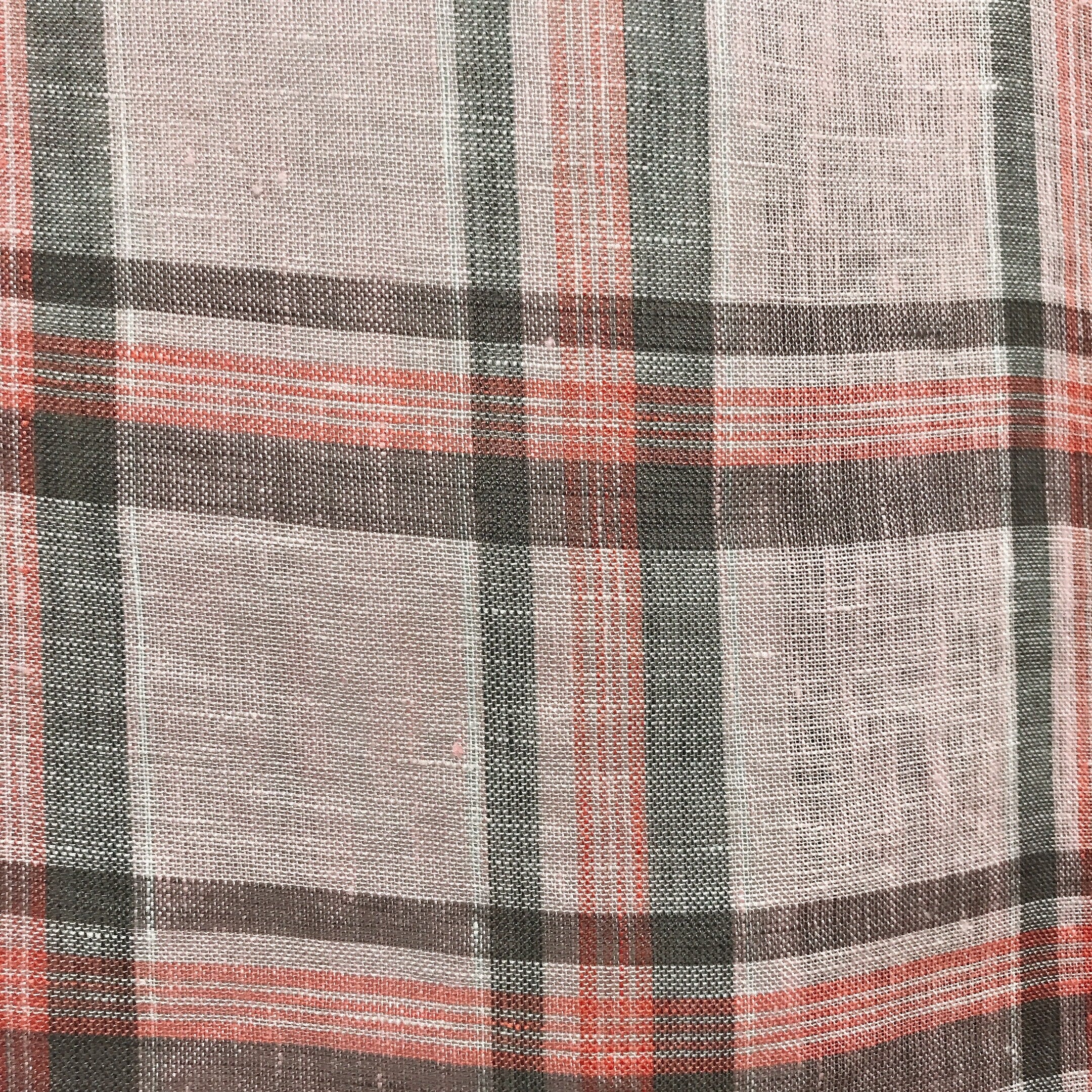 Light Pink Tartan Plaid Linen Curtain