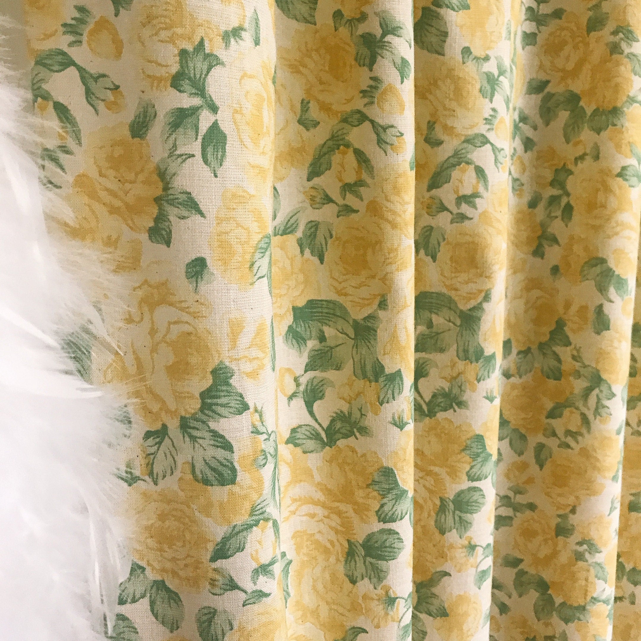 Yellow Roses Curtain on Natural Beige