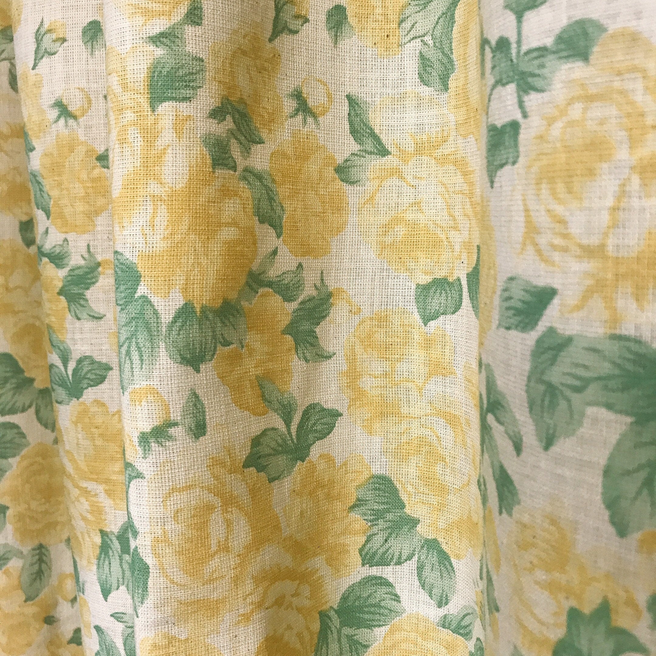 Yellow Roses Curtain on Natural Beige