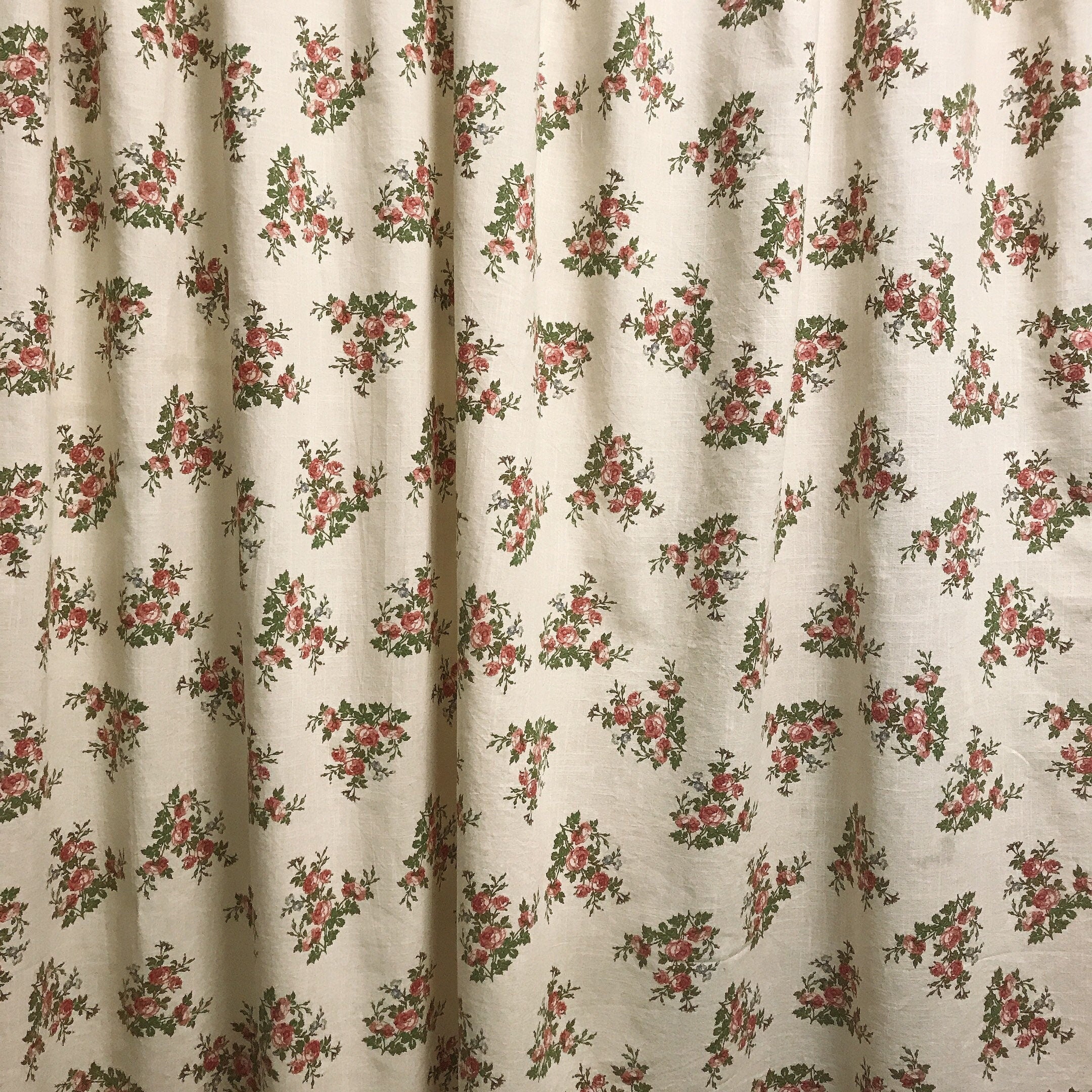 Dusty Rose Floral Curtain on Natural Beige