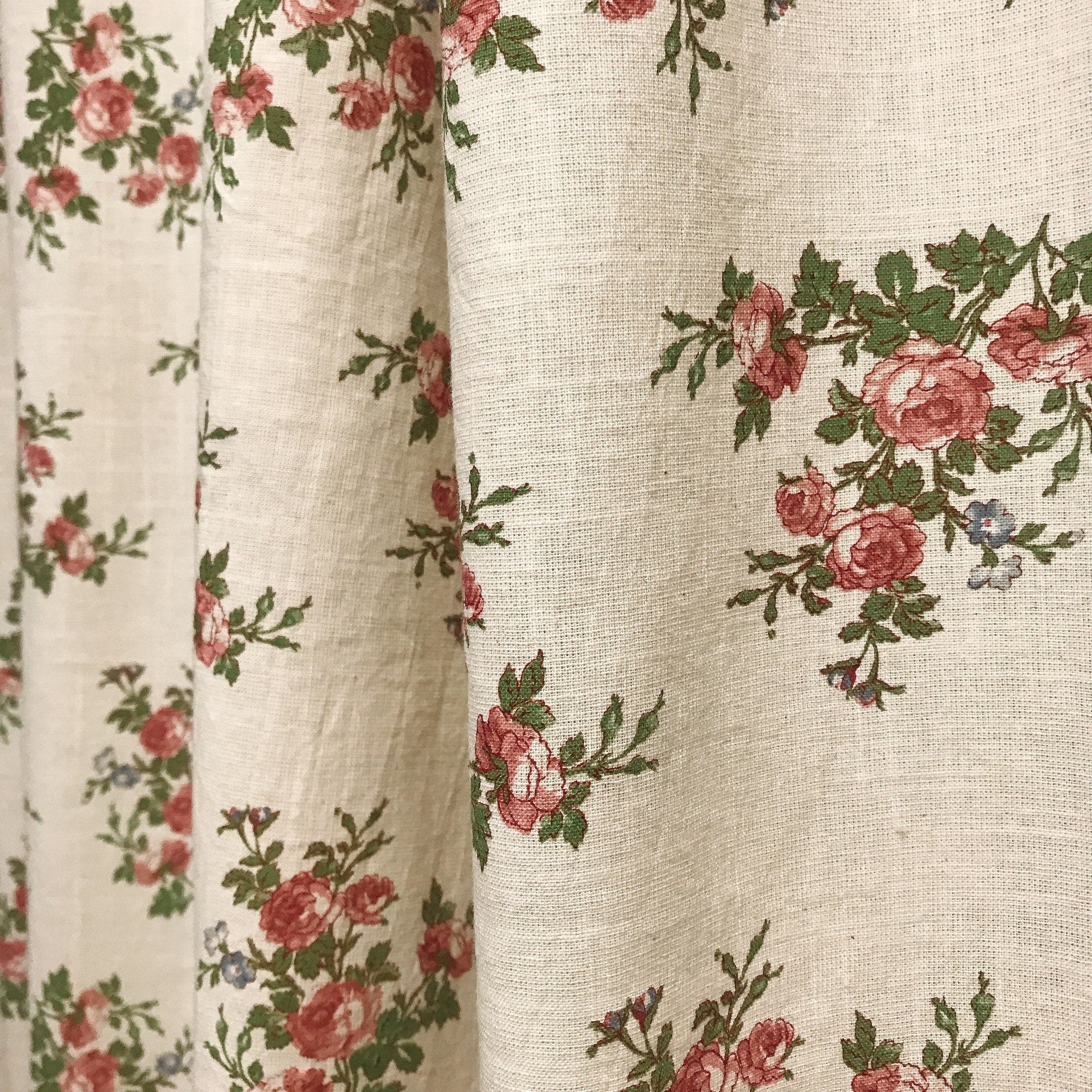 Dusty Rose Floral Curtain on Natural Beige