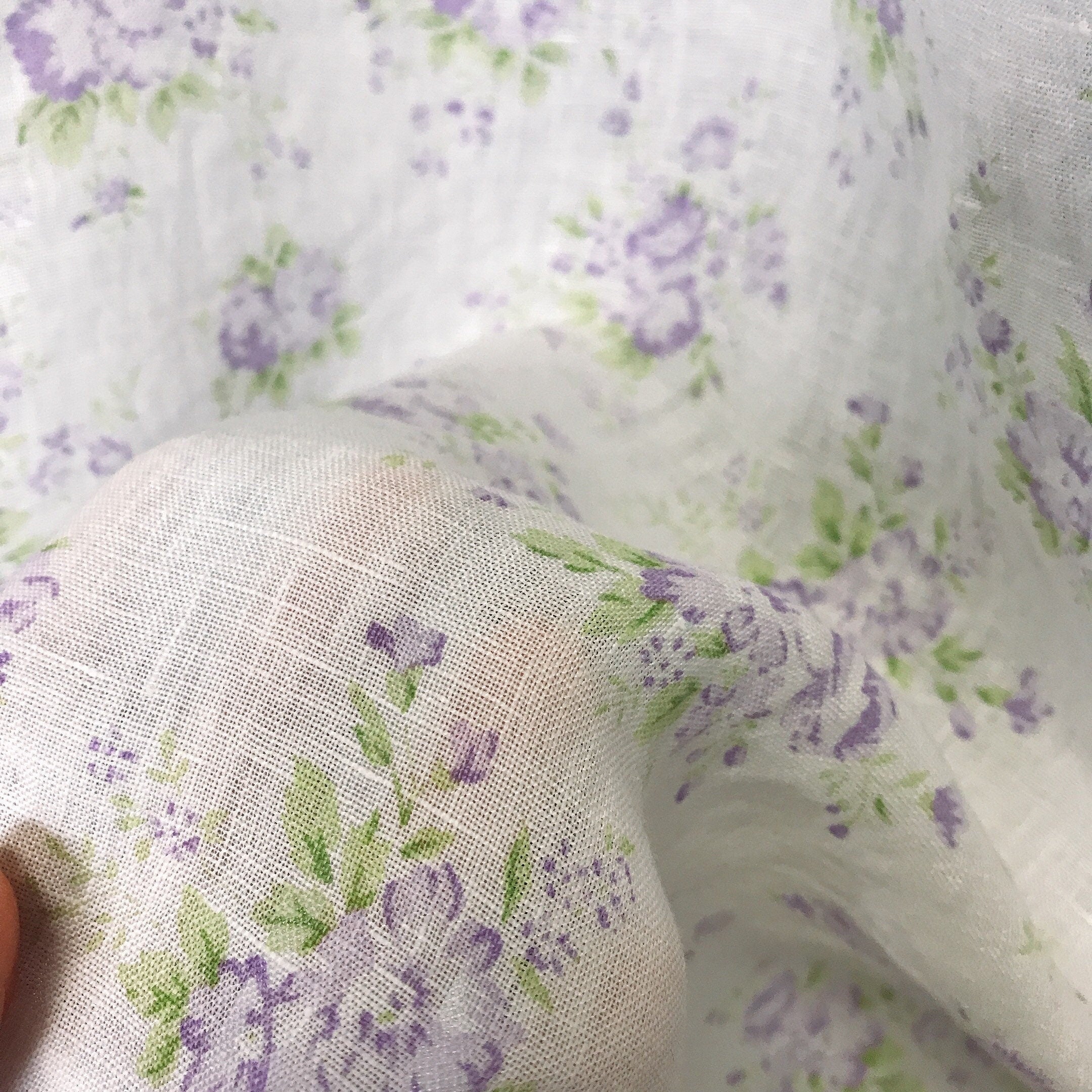 Floral Curtain in Pale Lavender Rose on White