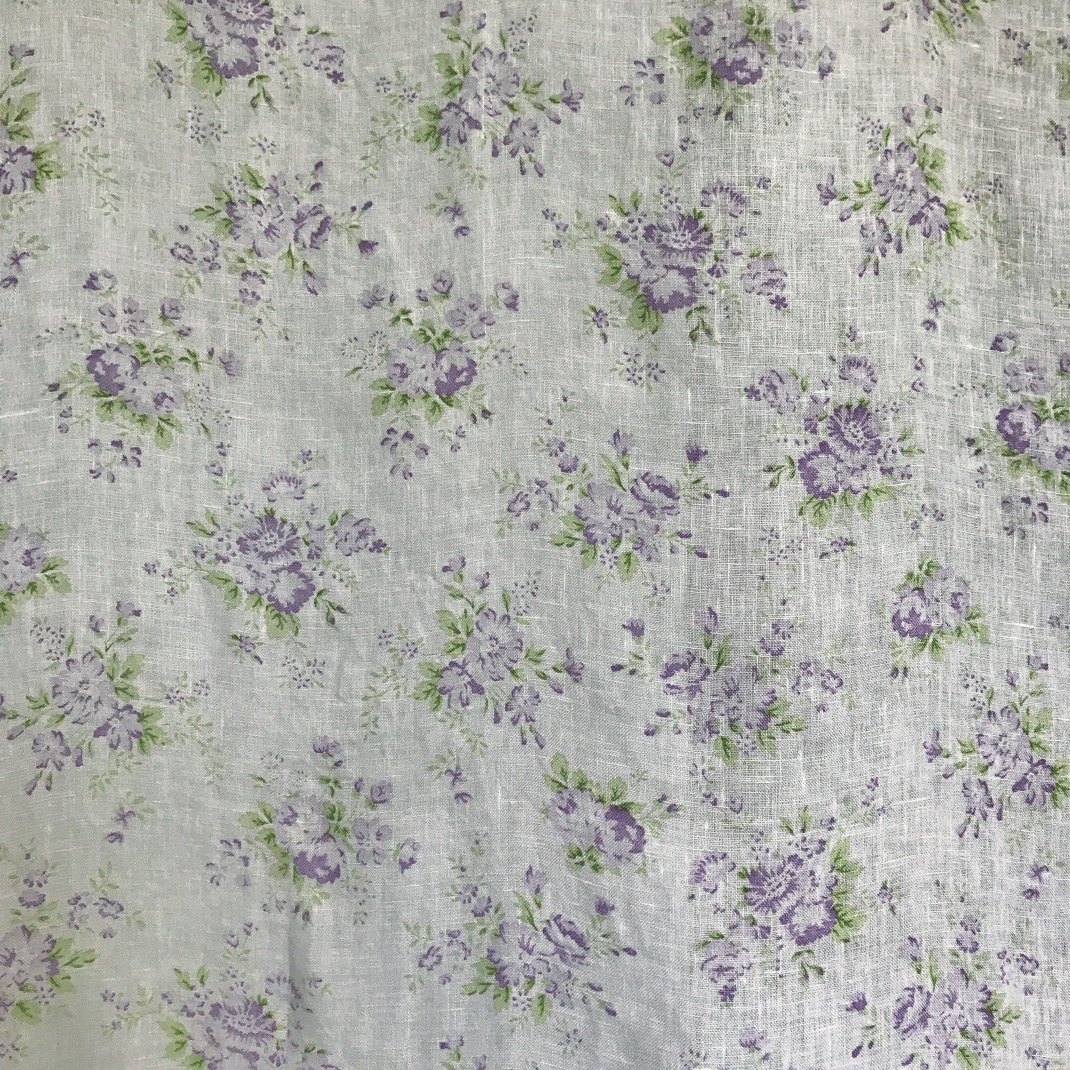 Floral Curtain in Pale Lavender Rose on White
