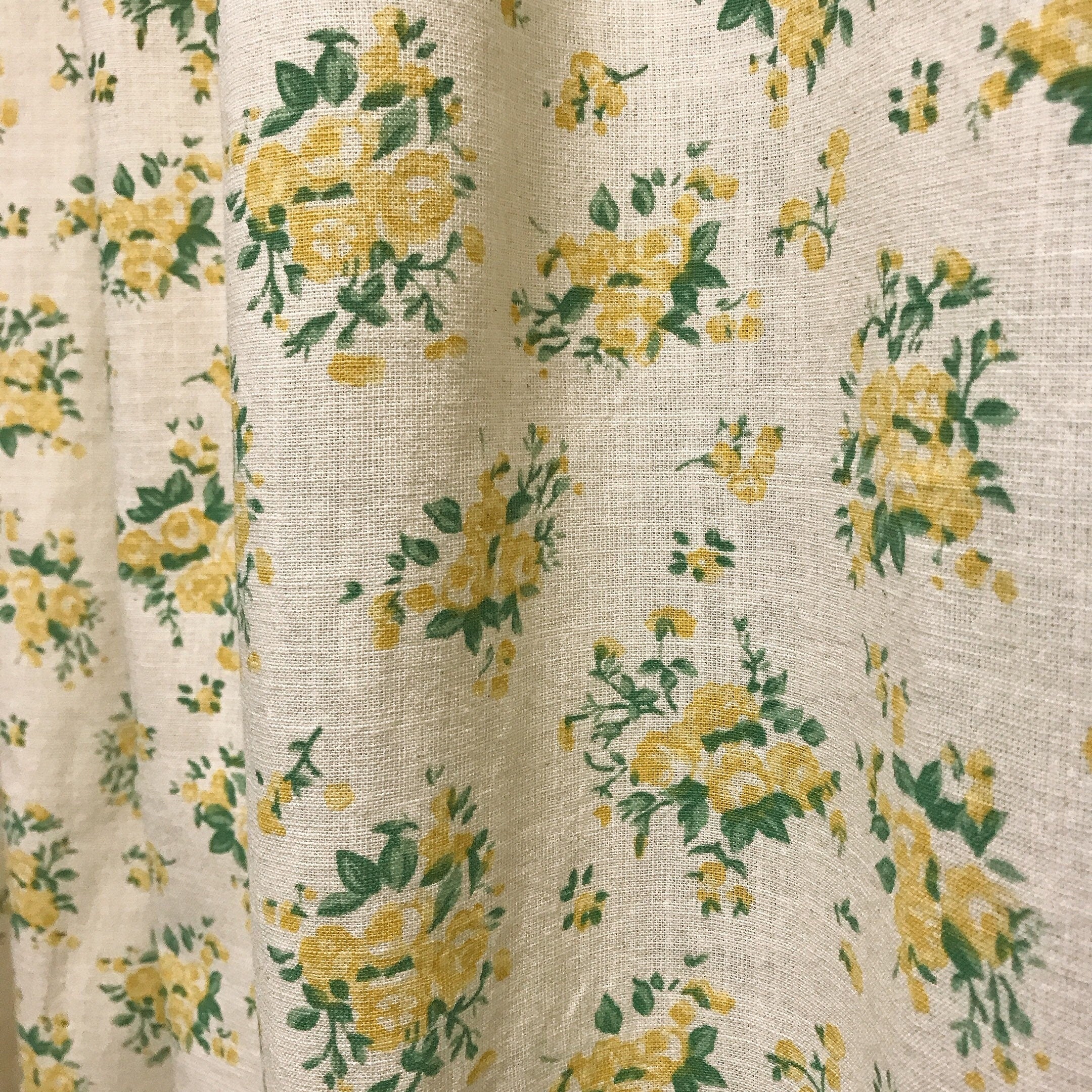 Yellow Roses Green Leaves on Natural Beige