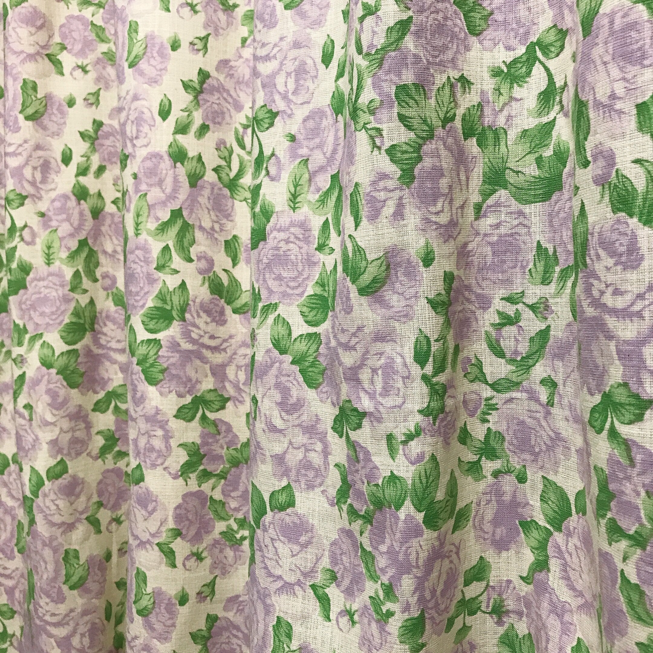 Lavender Rose Print Curtain on Natural Beige