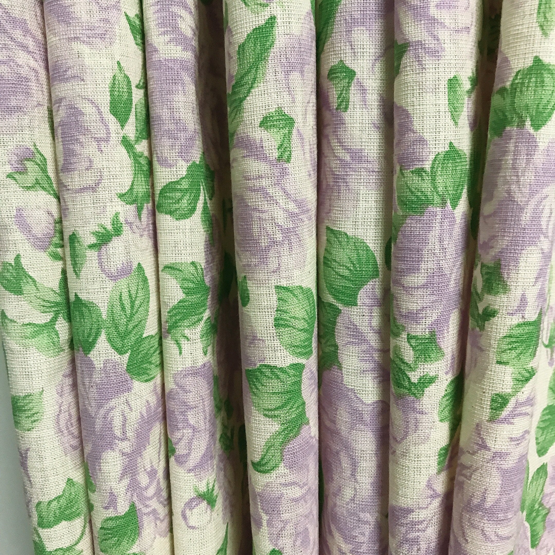 Lavender Rose Print Curtain on Natural Beige