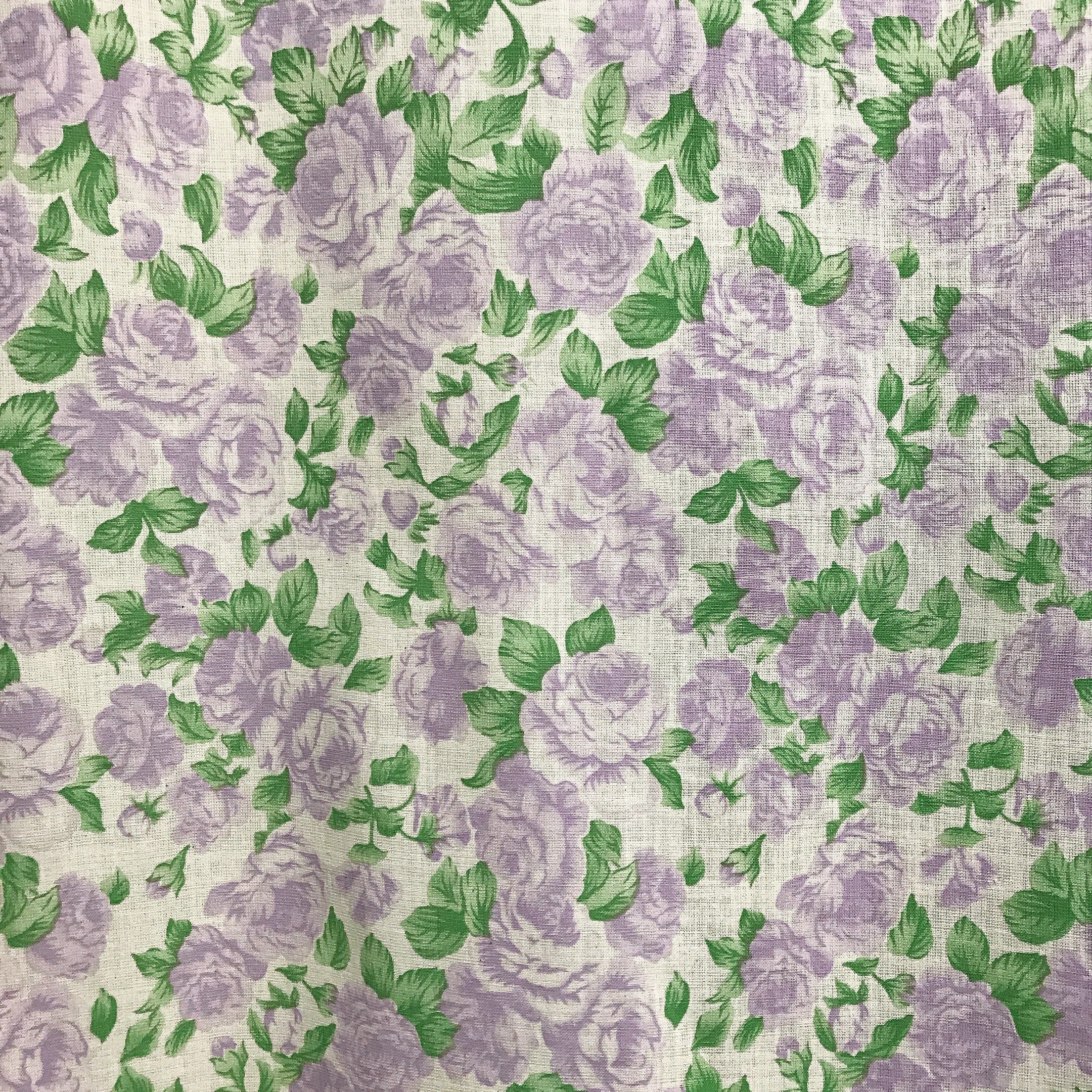 Lavender Rose Print Curtain on Natural Beige