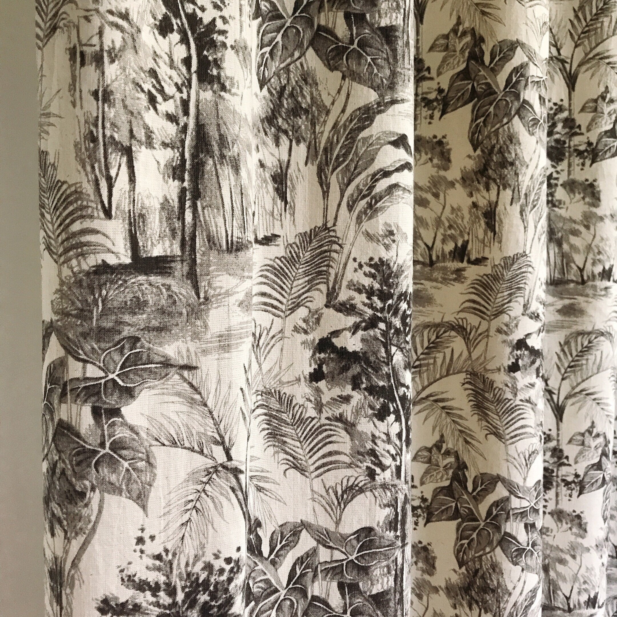 Charcoal Brown Forest Curtain on Natural Beige