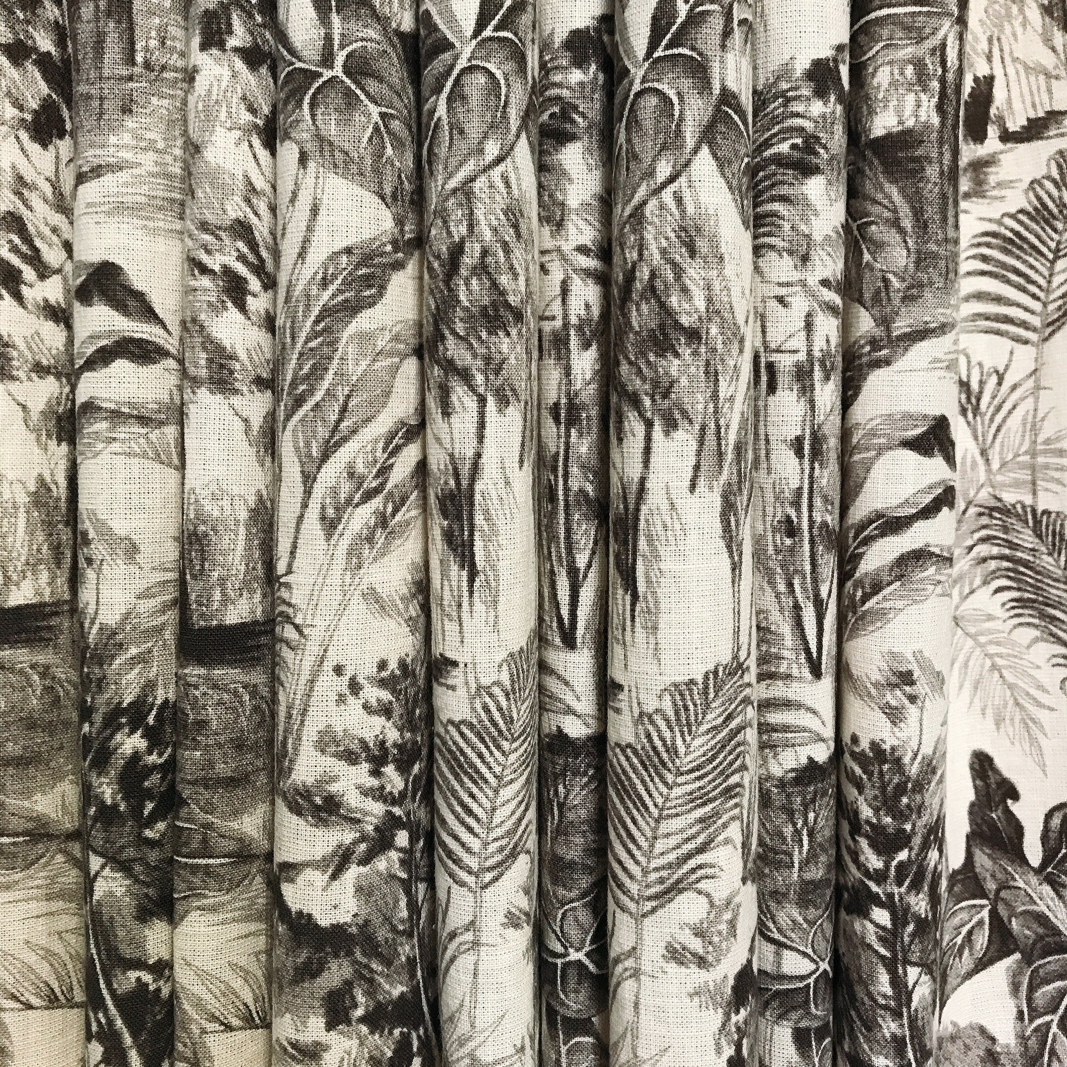 Charcoal Brown Forest Curtain on Natural Beige