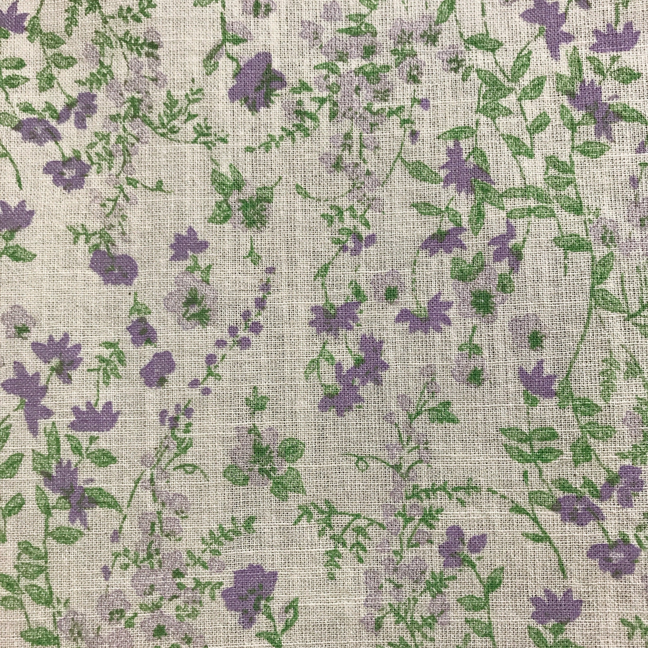 Purple Green Floral Curtain on Natural Beige