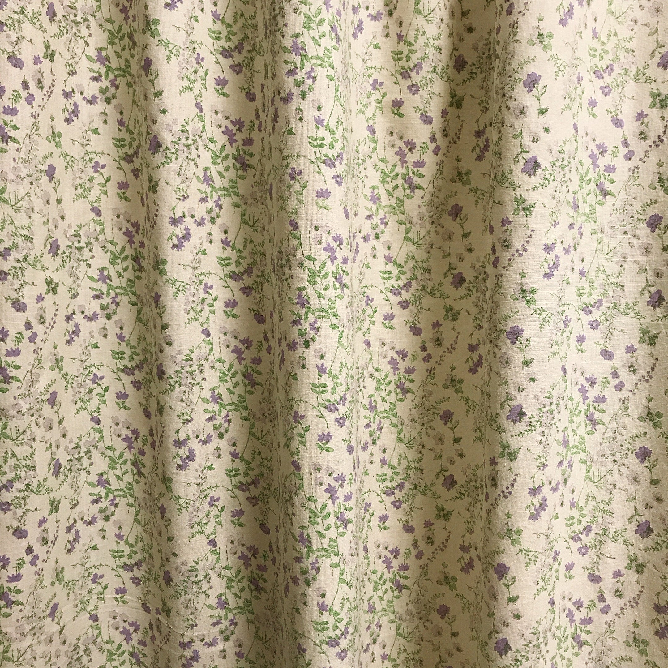 Purple Green Floral Curtain on Natural Beige