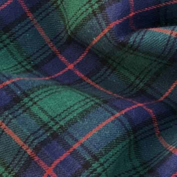 Navy Blue and Deep Green Wool Blend Plaid Curtain on Red Accents