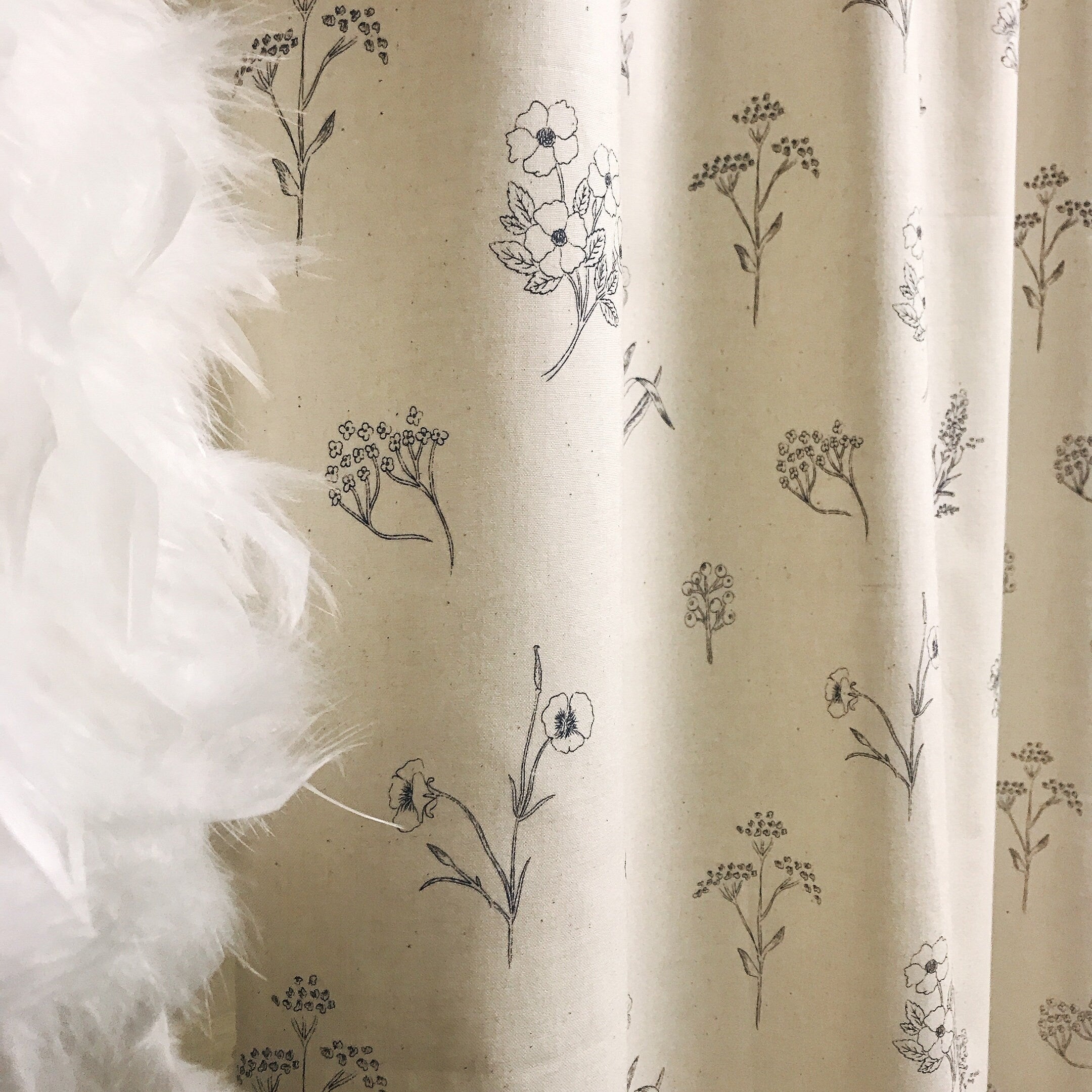 Botanical Sketches Curtain on Natural Beige