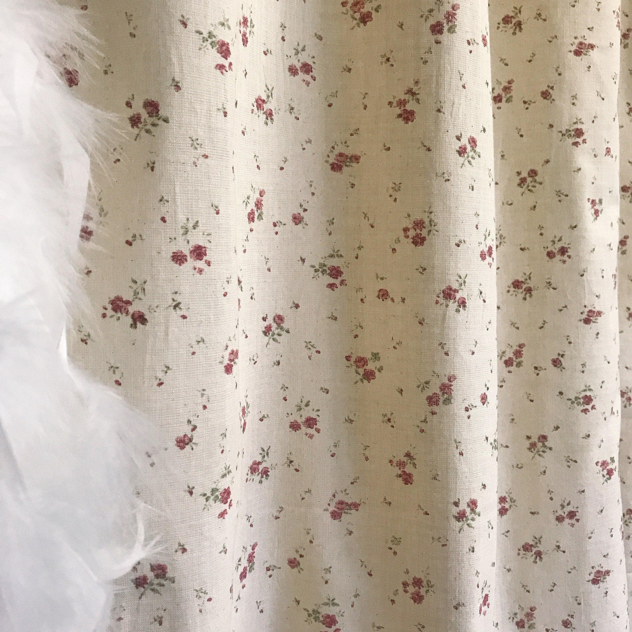 Soft Burgundy Floral Curtain on Natural Beige