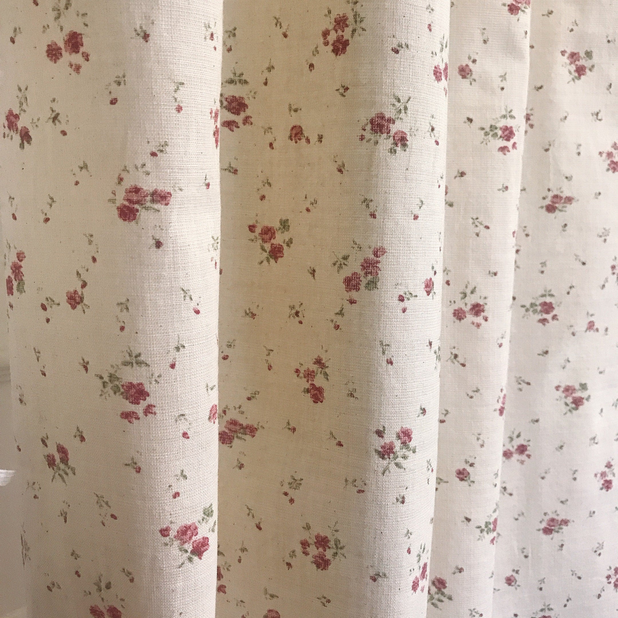 Soft Burgundy Floral Curtain on Natural Beige